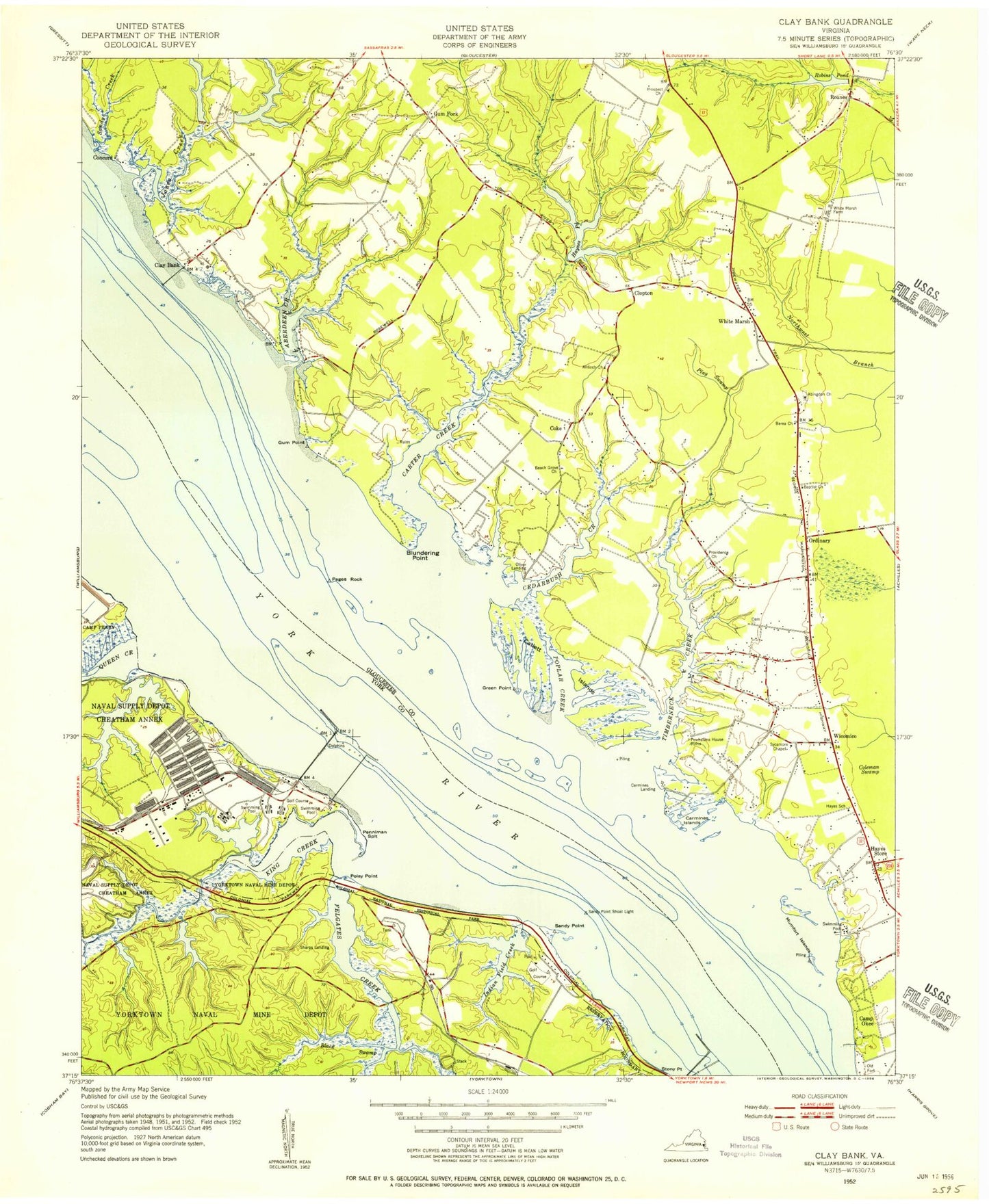 Classic USGS Clay Bank Virginia 7.5'x7.5' Topo Map Image