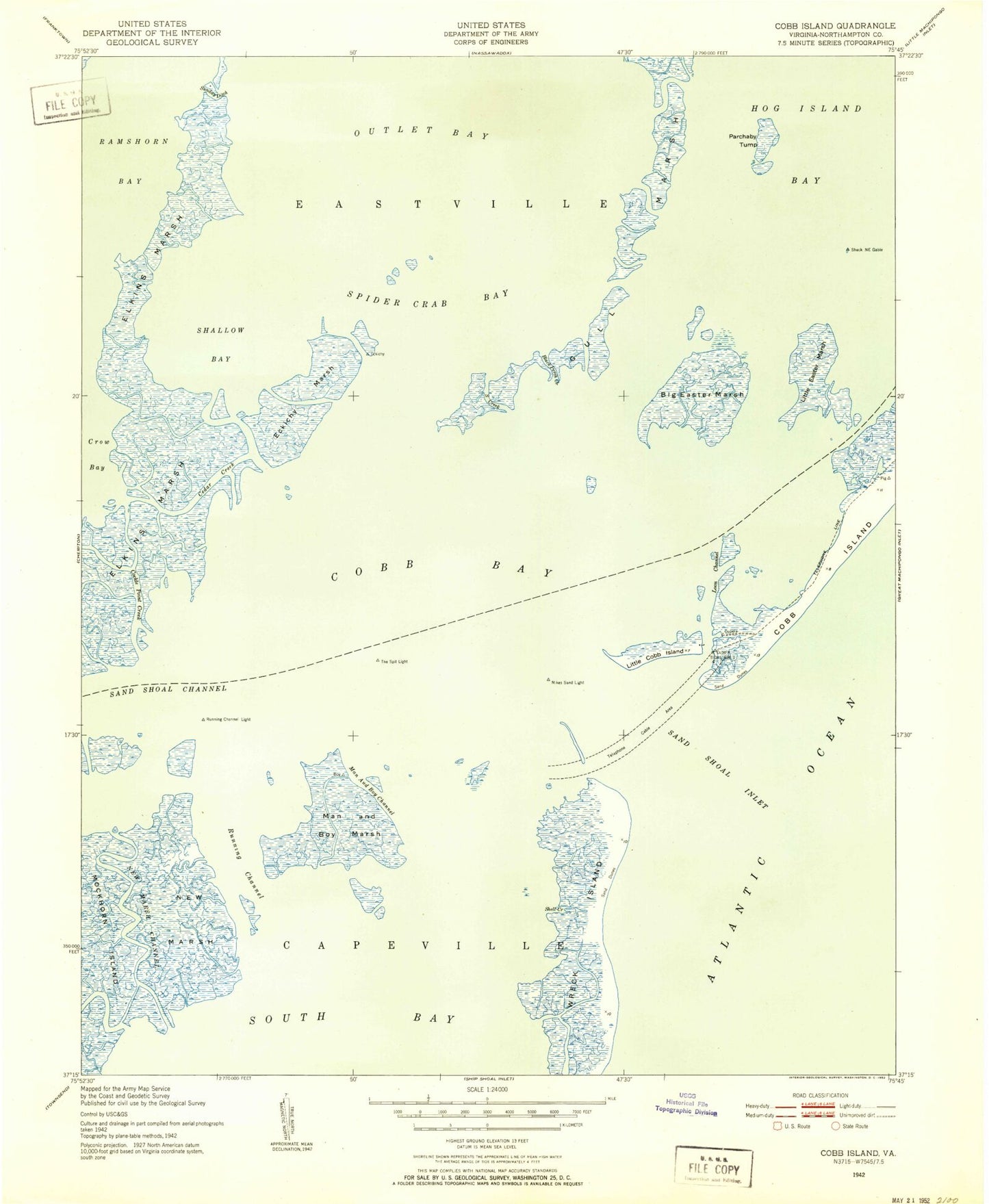 Classic USGS Cobb Island Virginia 7.5'x7.5' Topo Map Image