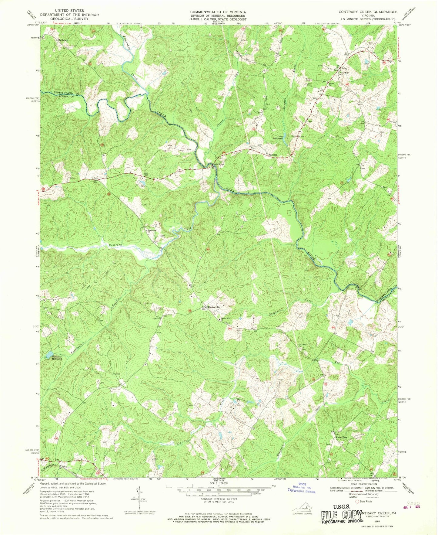 Classic USGS Lake Anna West Virginia 7.5'x7.5' Topo Map Image