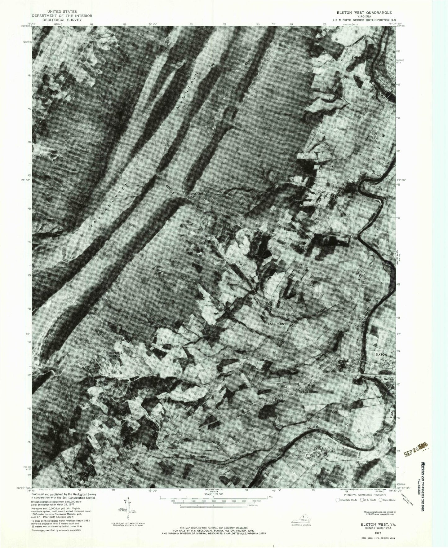 Classic USGS Elkton West Virginia 7.5'x7.5' Topo Map Image