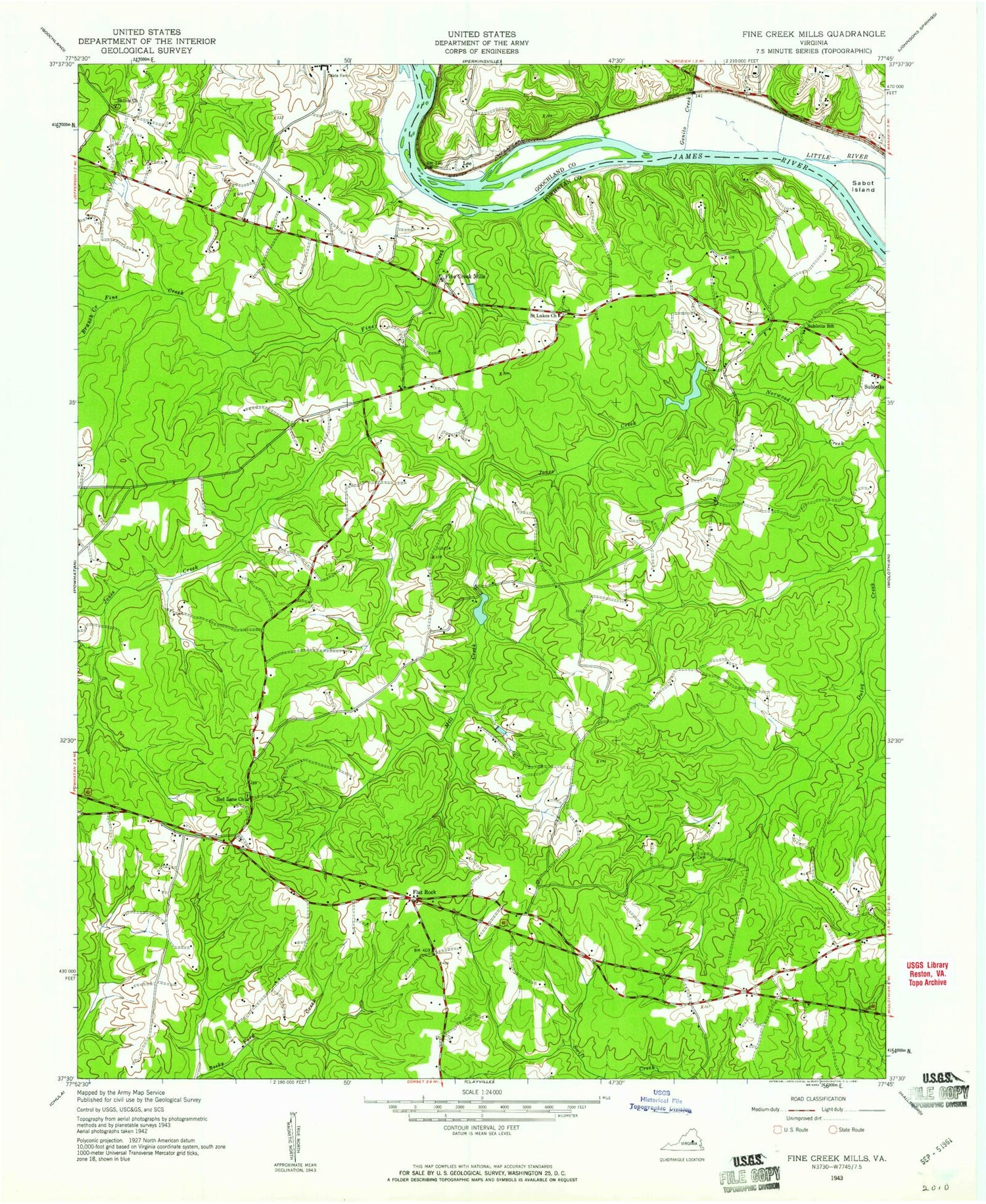Classic USGS Fine Creek Mills Virginia 7.5'x7.5' Topo Map Image