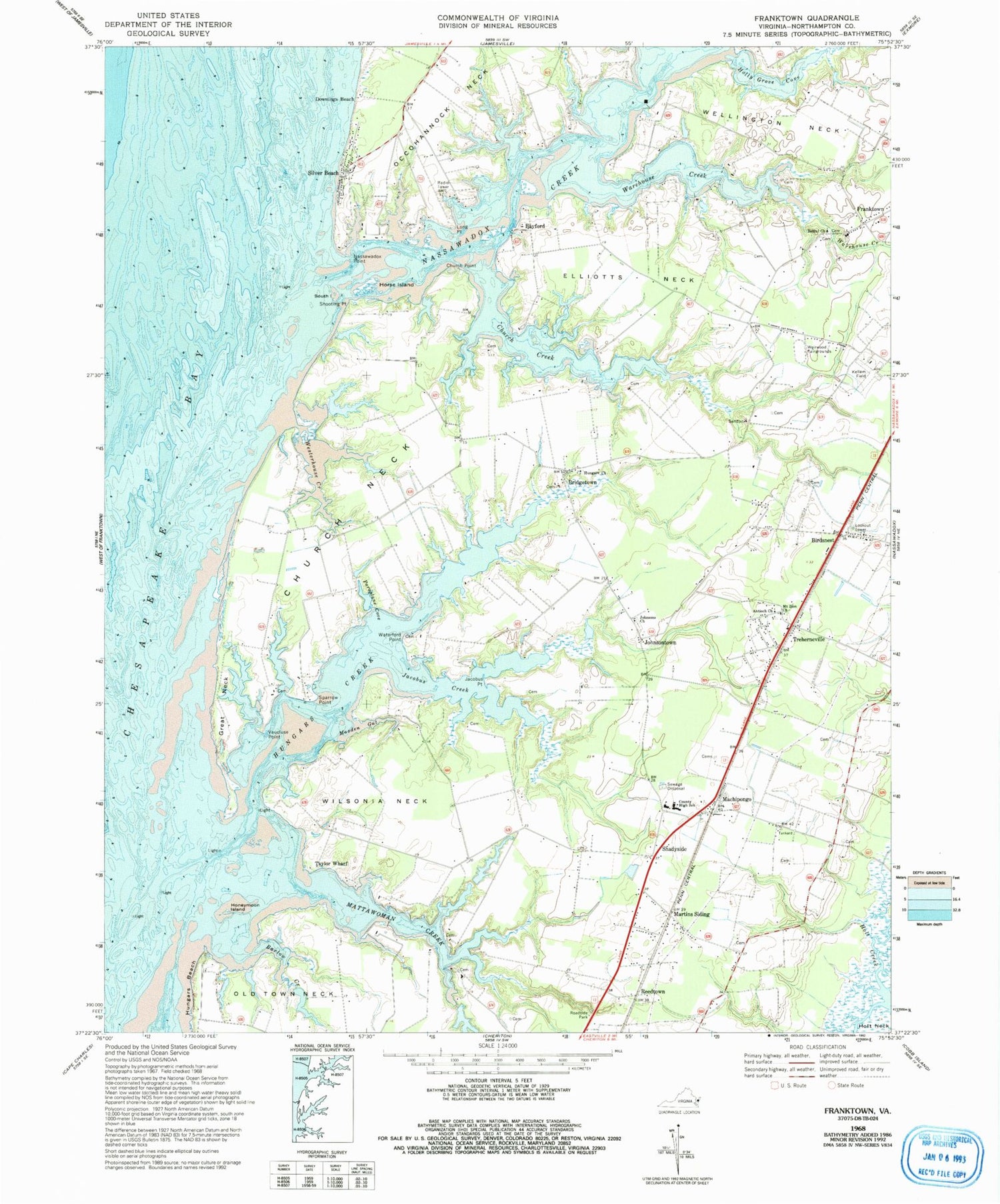 Classic USGS Franktown Virginia 7.5'x7.5' Topo Map Image