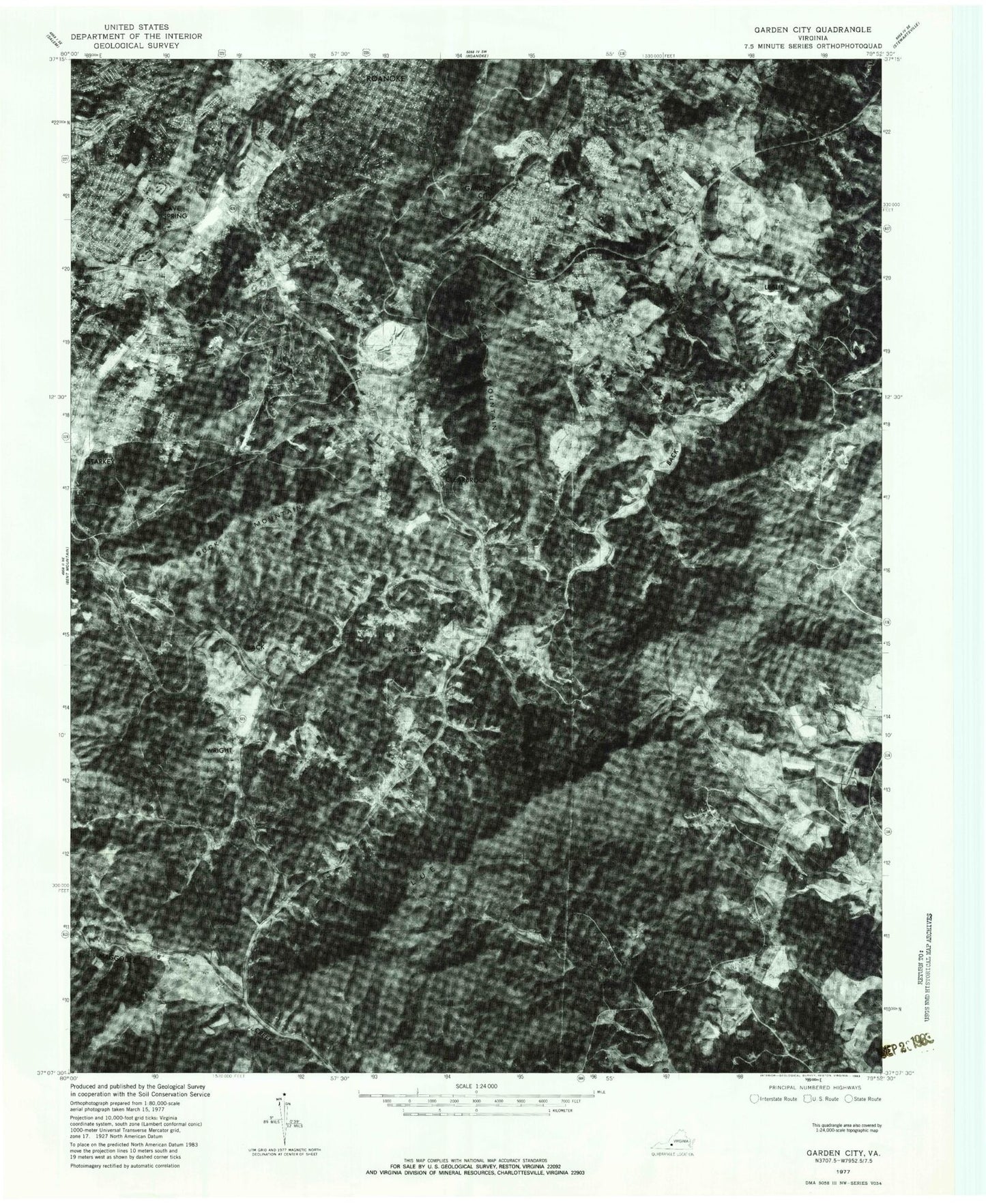 Classic USGS Garden City Virginia 7.5'x7.5' Topo Map Image