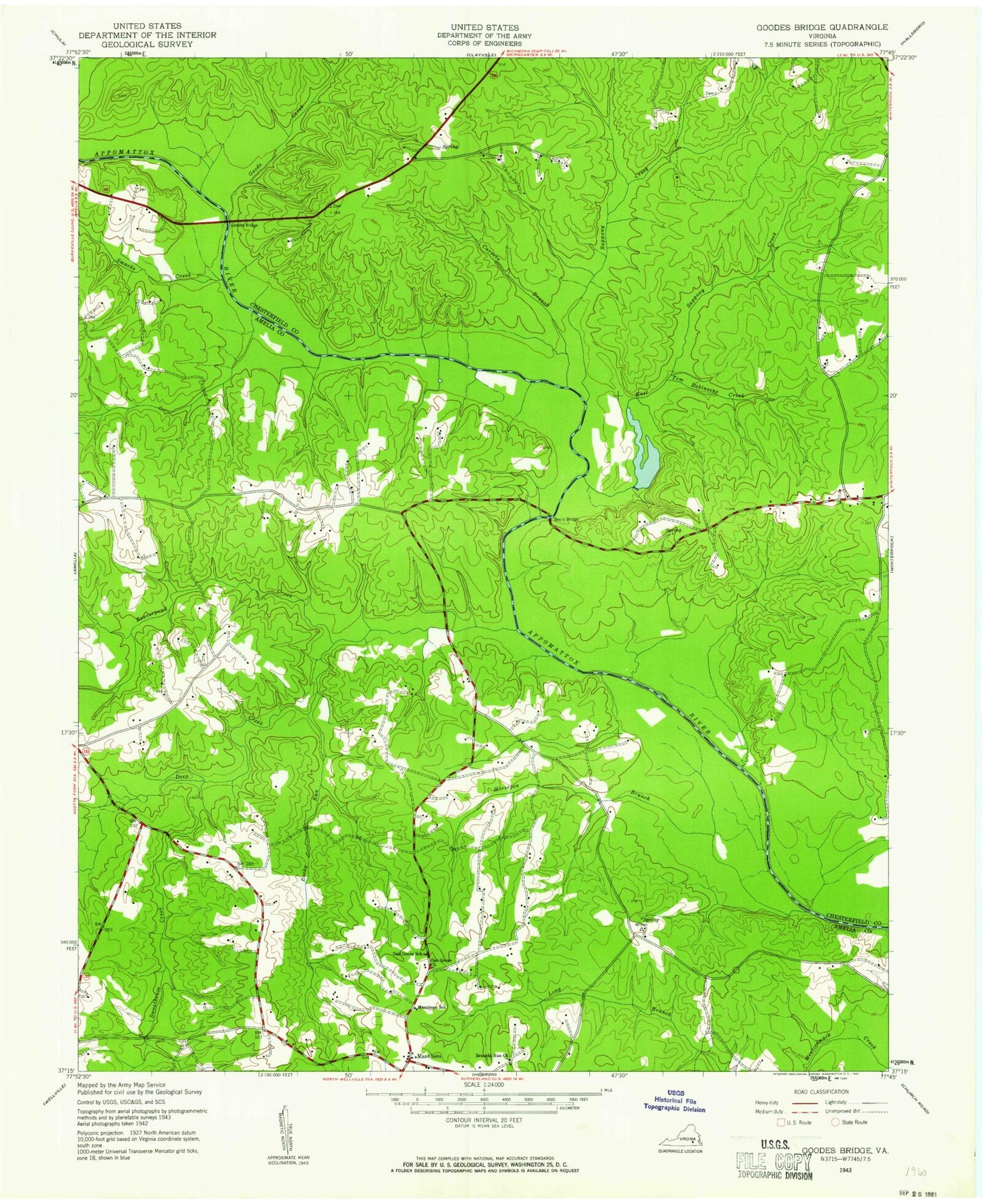 Classic USGS Mannboro Virginia 7.5'x7.5' Topo Map Image