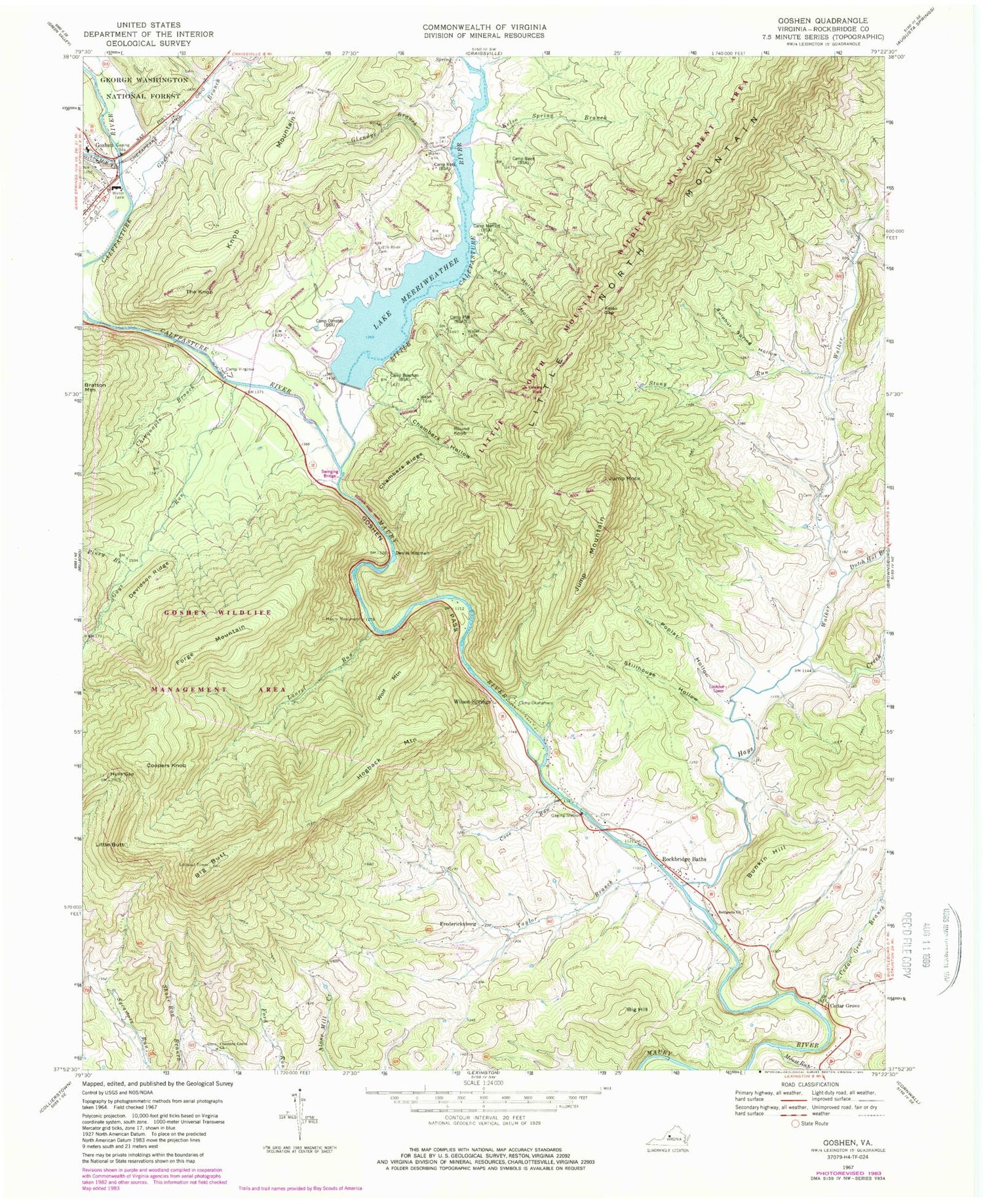 USGS Classic Goshen Virginia 7.5'x7.5' Topo Map Image