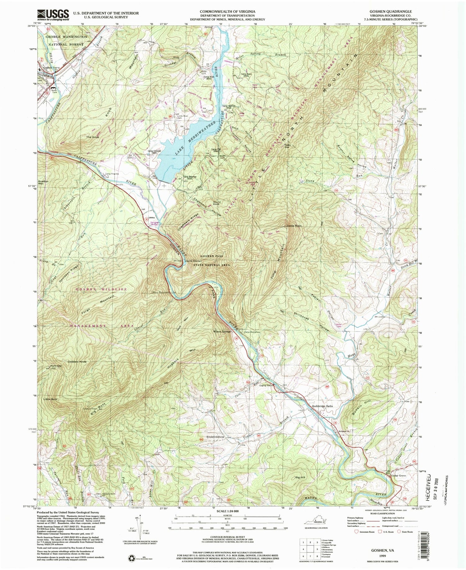 USGS Classic Goshen Virginia 7.5'x7.5' Topo Map Image