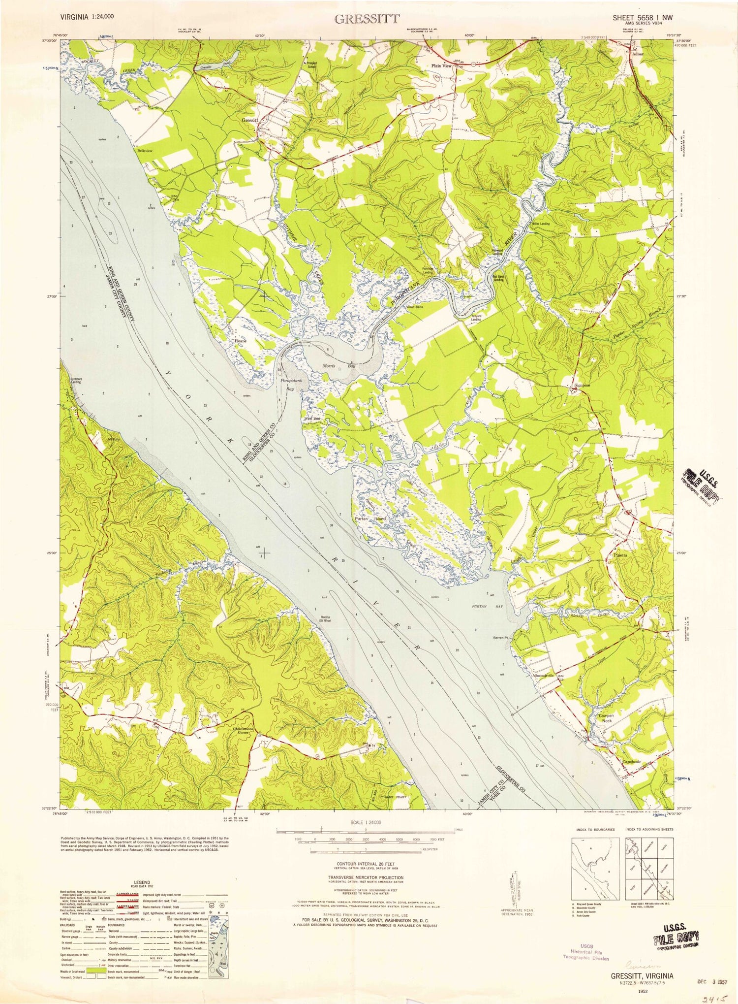 Classic USGS Gressitt Virginia 7.5'x7.5' Topo Map Image