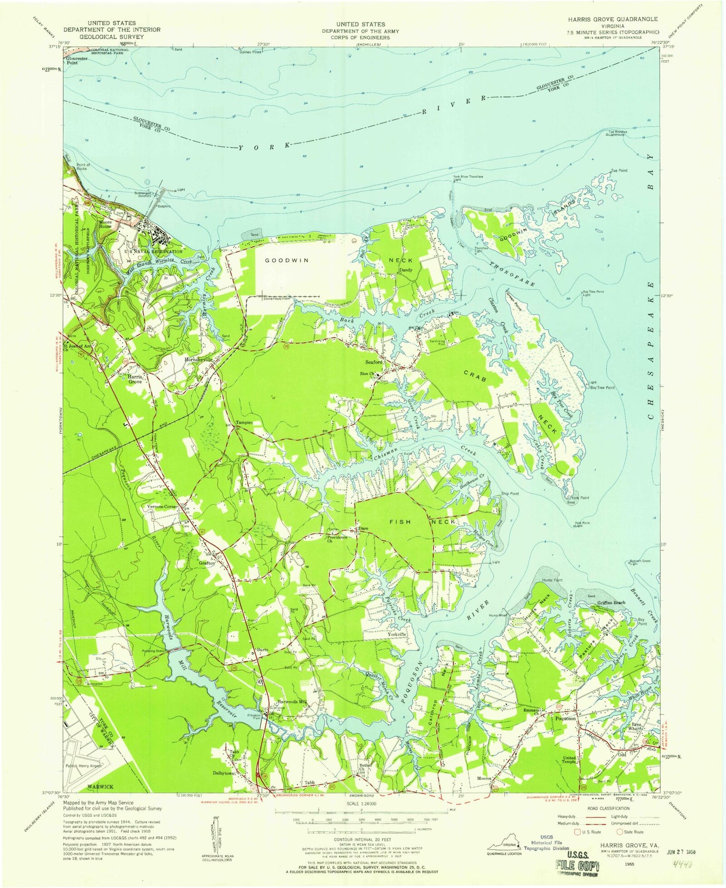 Classic USGS Poquoson West Virginia 7.5'x7.5' Topo Map Image