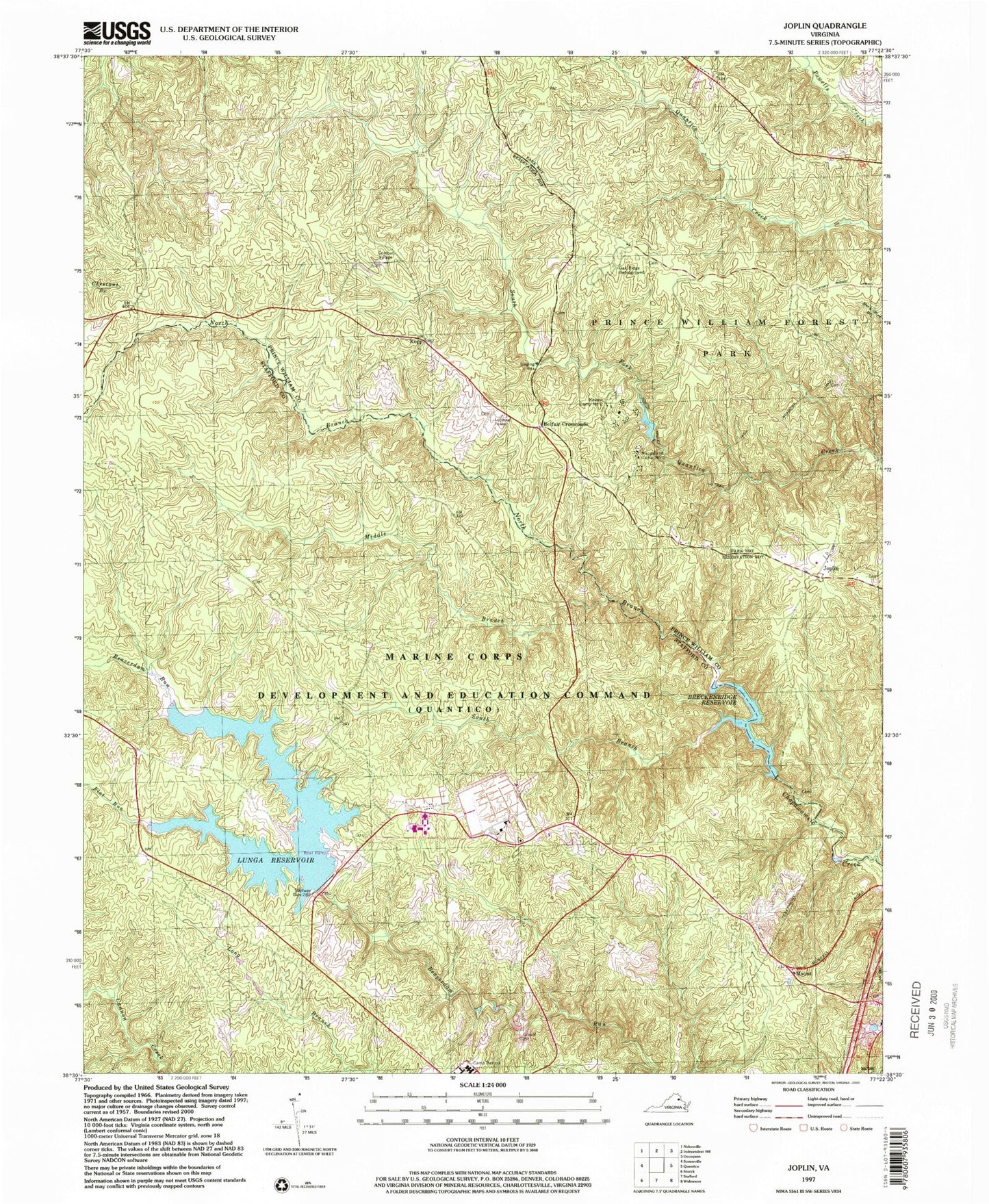 USGS Classic Joplin Virginia 7.5'x7.5' Topo Map Image