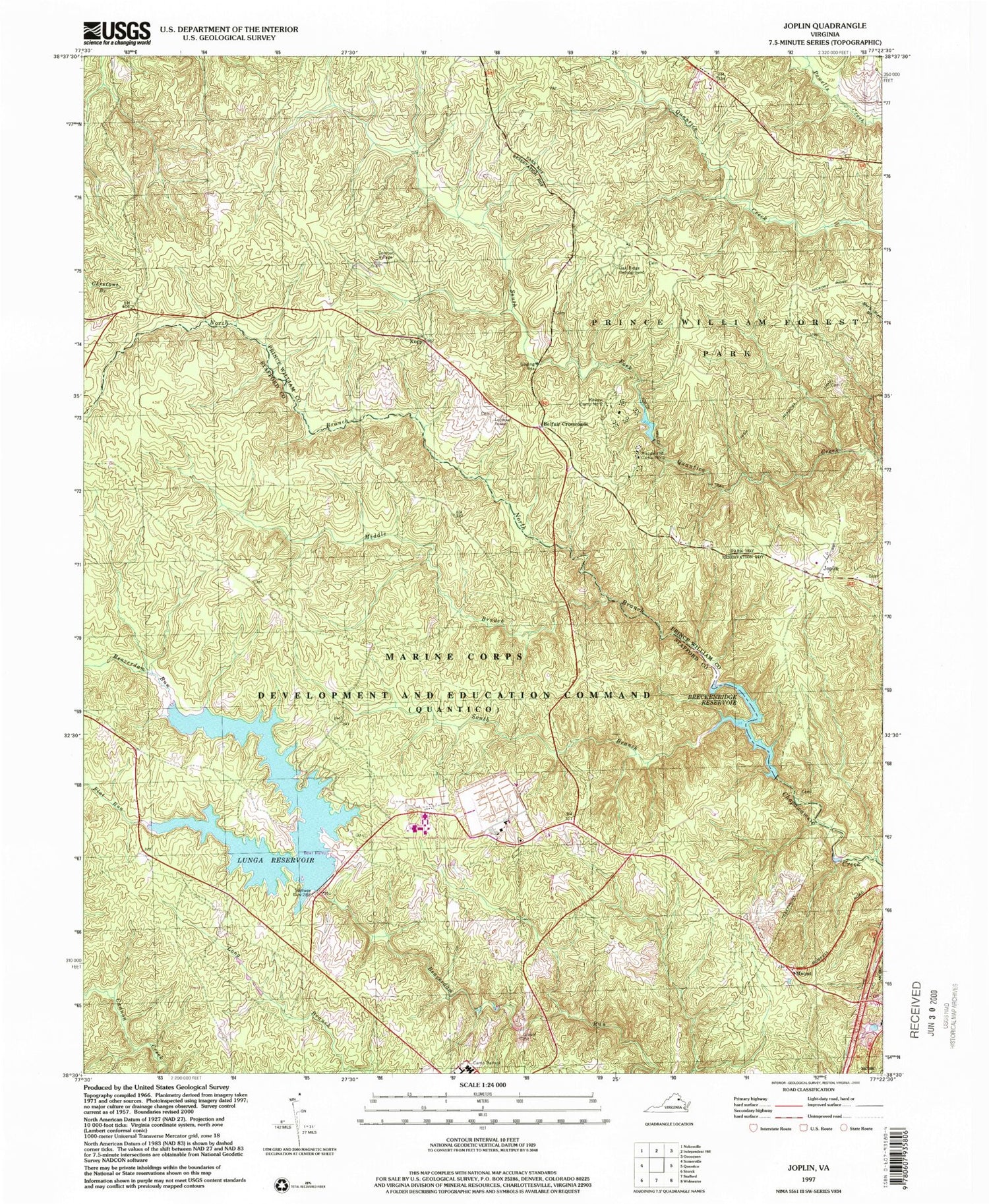 USGS Classic Joplin Virginia 7.5'x7.5' Topo Map Image