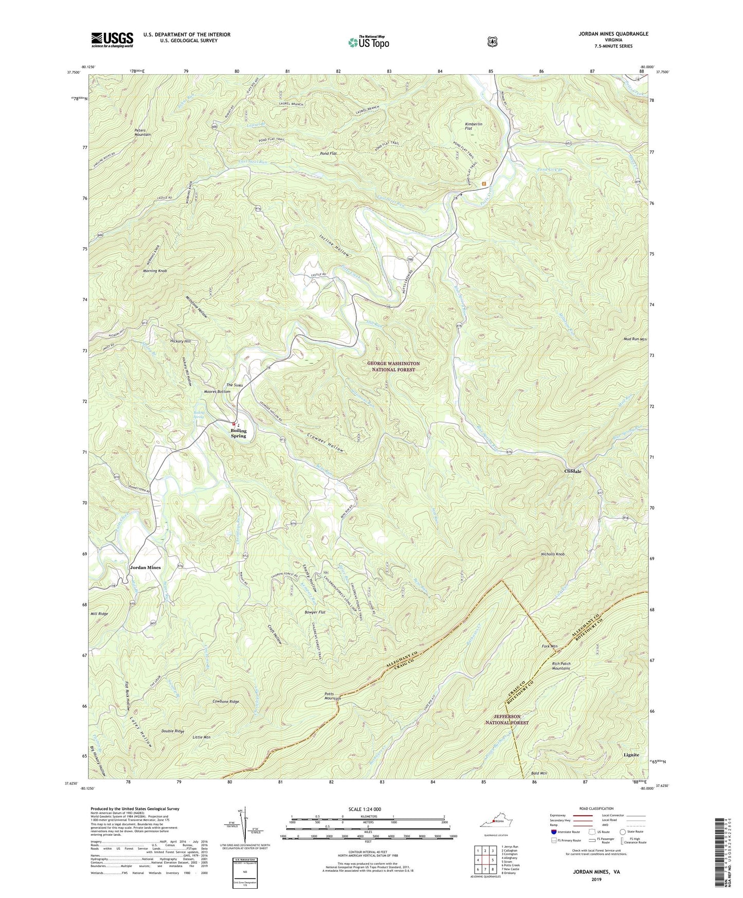 Jordan Mines Virginia US Topo Map Image