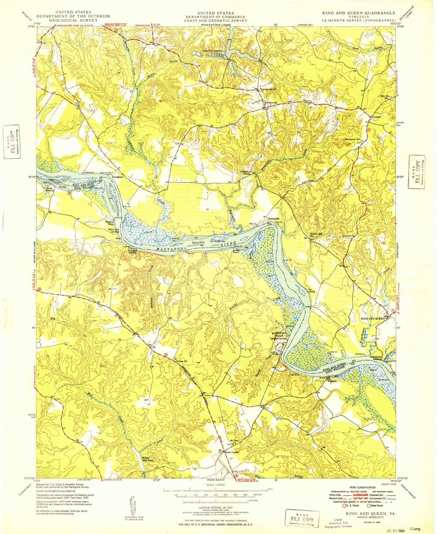 Classic USGS King And Queen Court House Virginia 7.5'x7.5' Topo Map Image