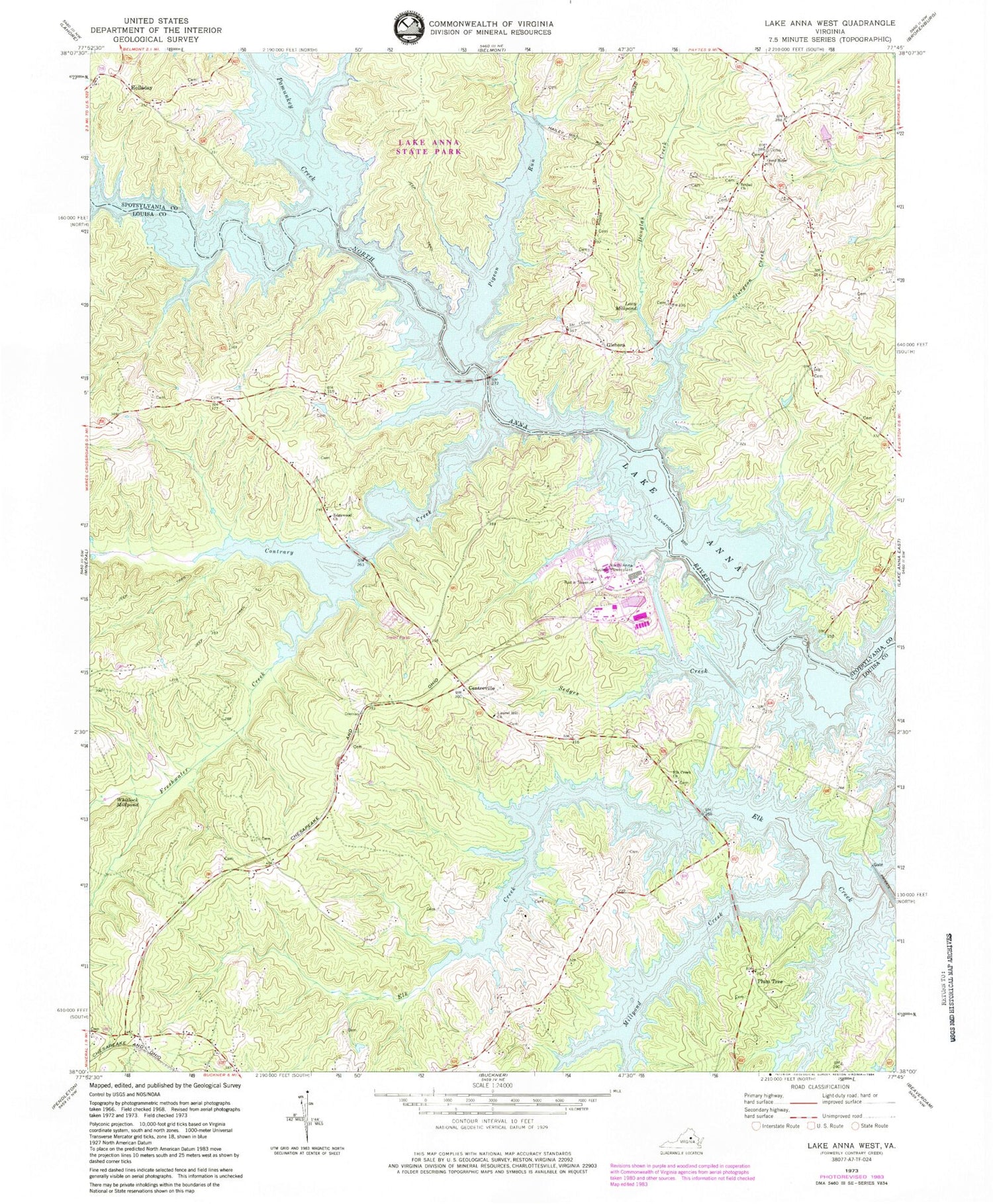 Classic USGS Lake Anna West Virginia 7.5'x7.5' Topo Map Image