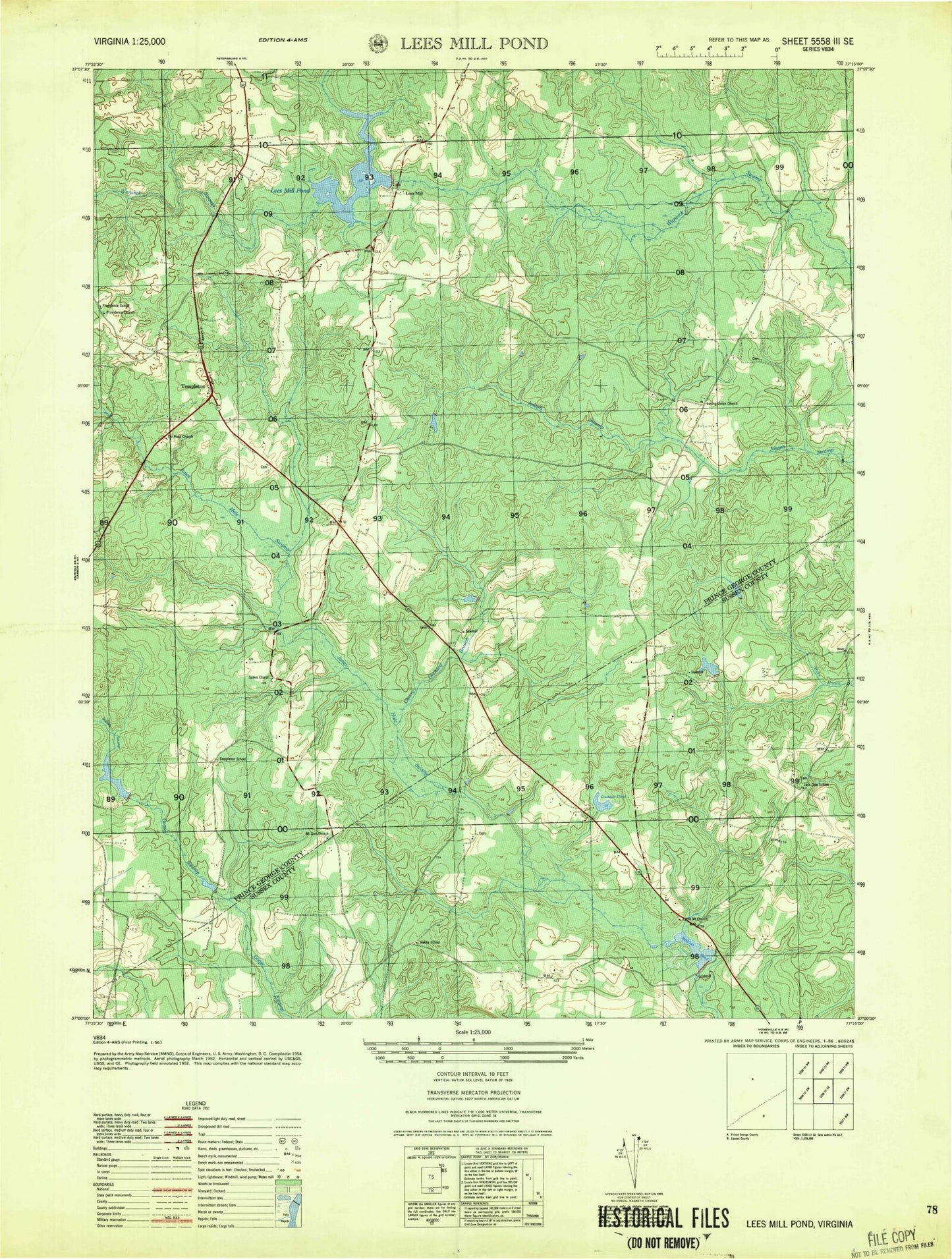 Classic USGS Templeton Virginia 7.5'x7.5' Topo Map Image