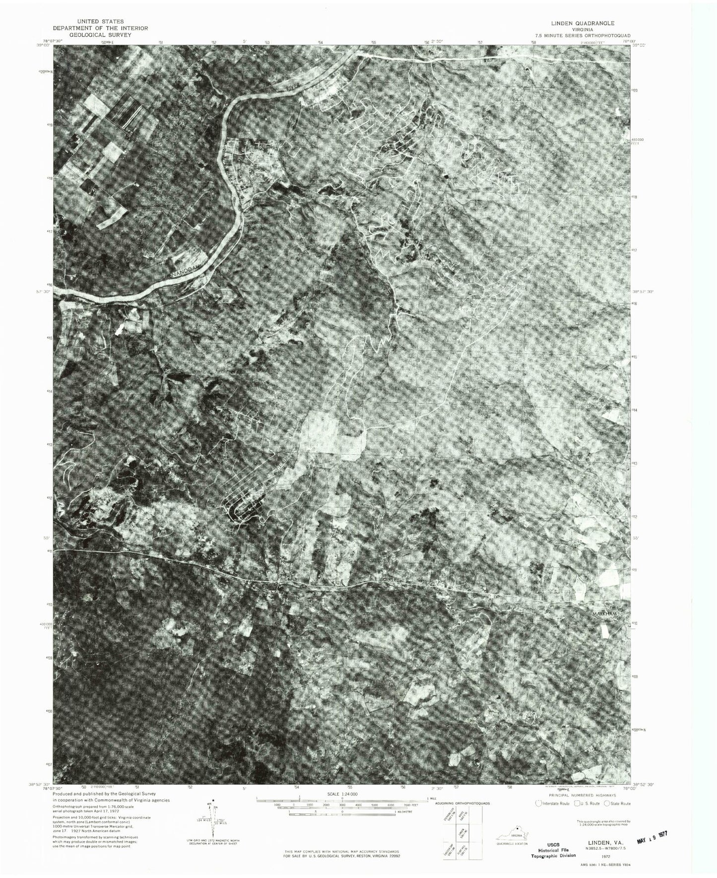 USGS Classic Linden Virginia 7.5'x7.5' Topo Map Image