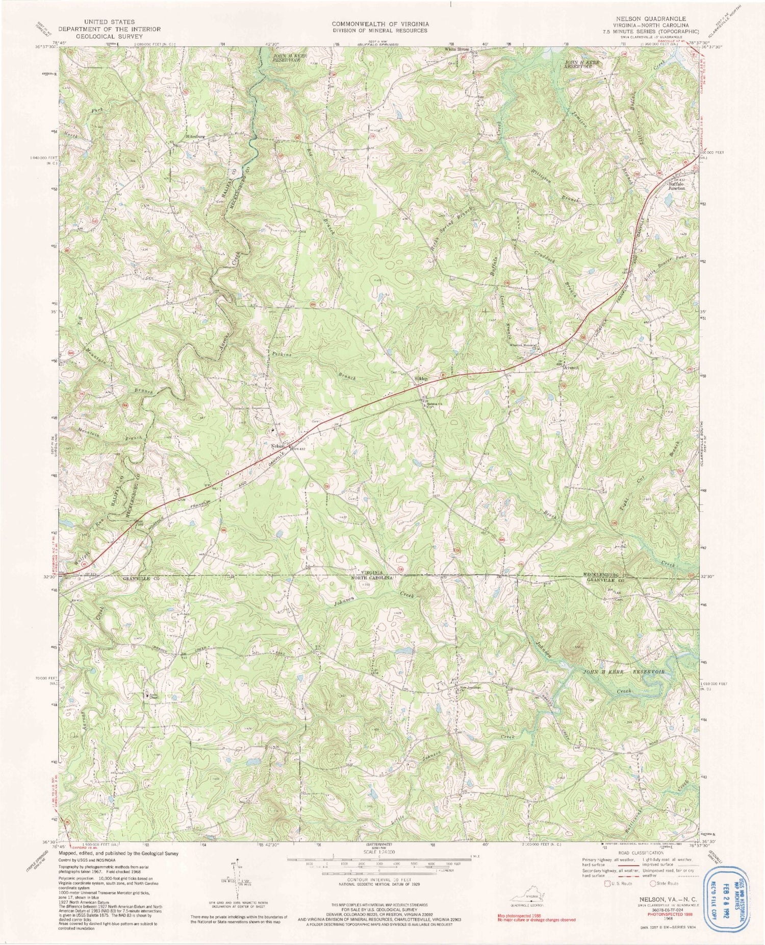Classic USGS Nelson Virginia 7.5'x7.5' Topo Map Image