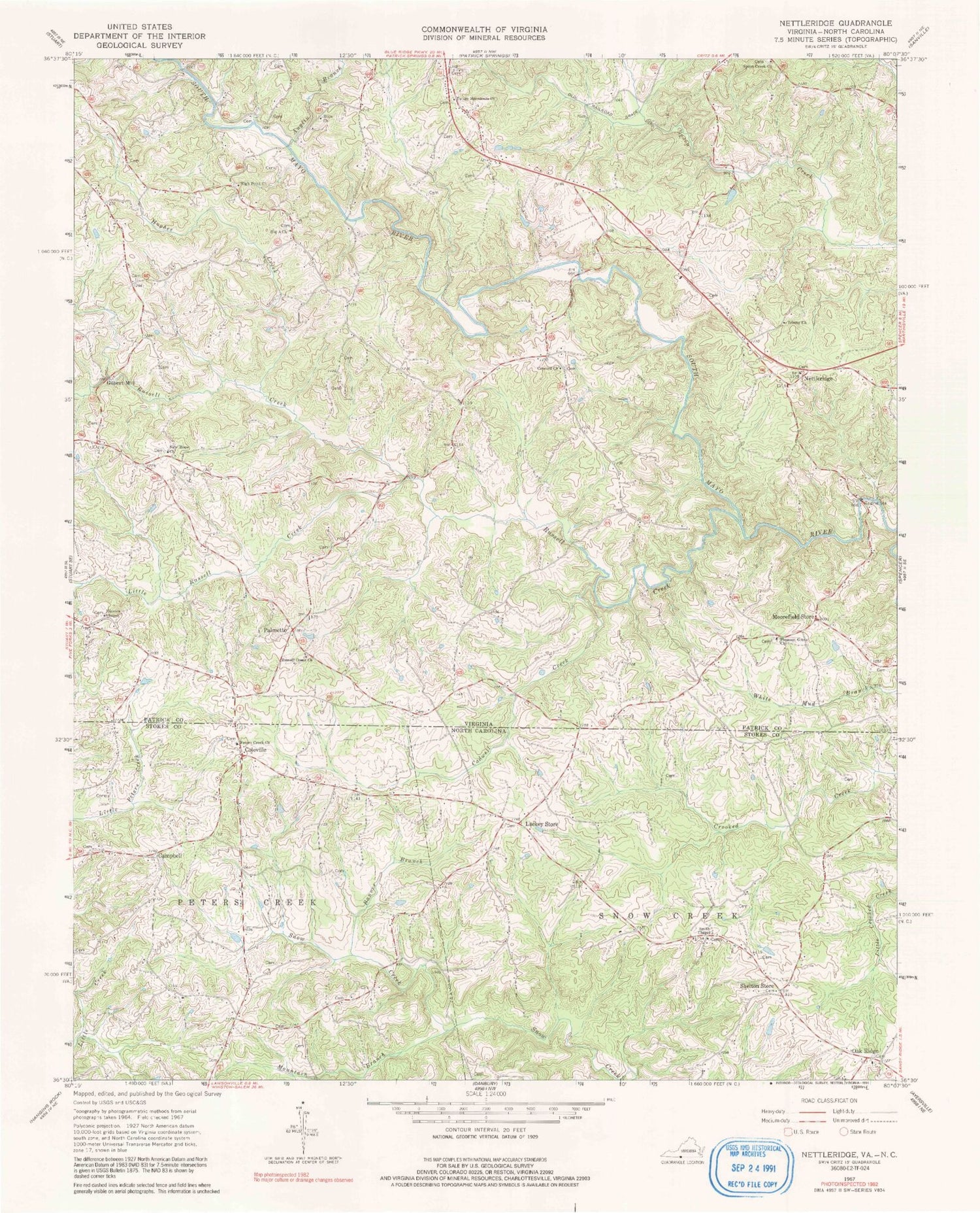 Classic USGS Nettleridge Virginia 7.5'x7.5' Topo Map Image