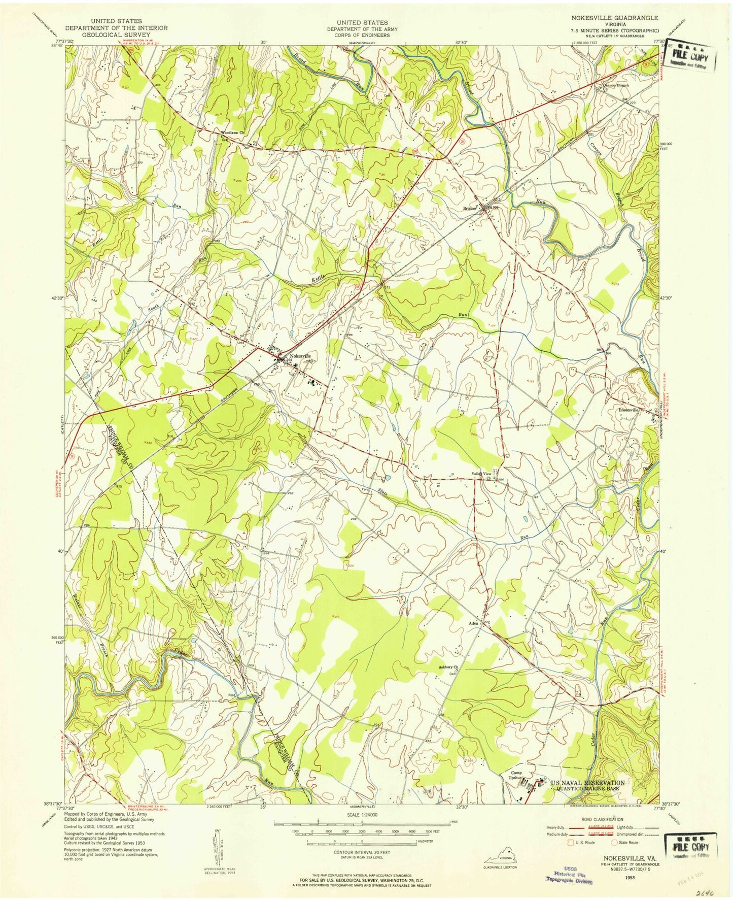 Classic USGS Nokesville Virginia 7.5'x7.5' Topo Map Image