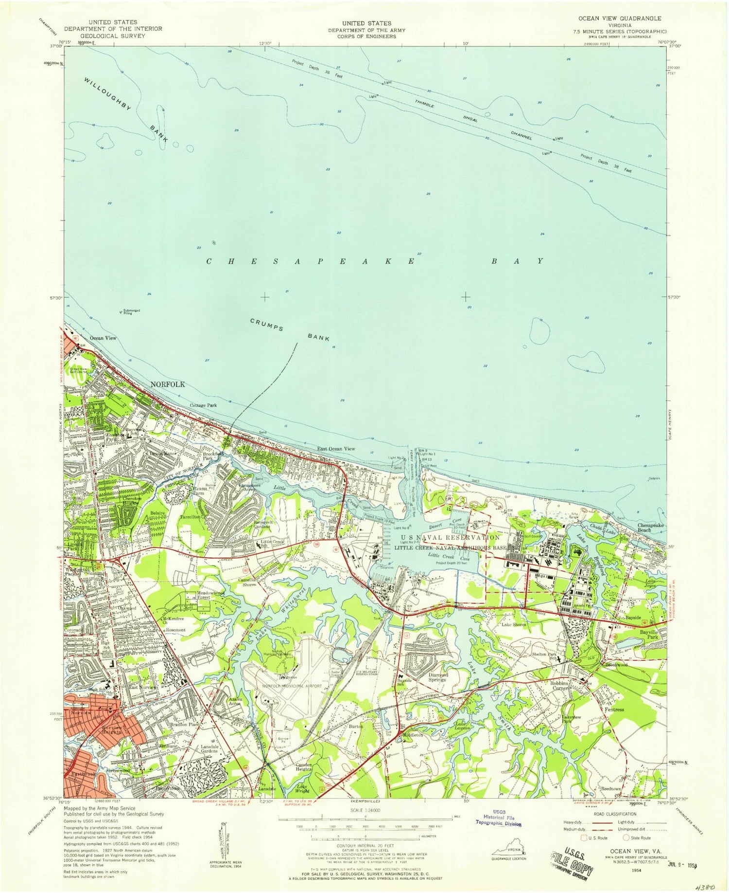Classic USGS Little Creek Virginia 7.5'x7.5' Topo Map Image