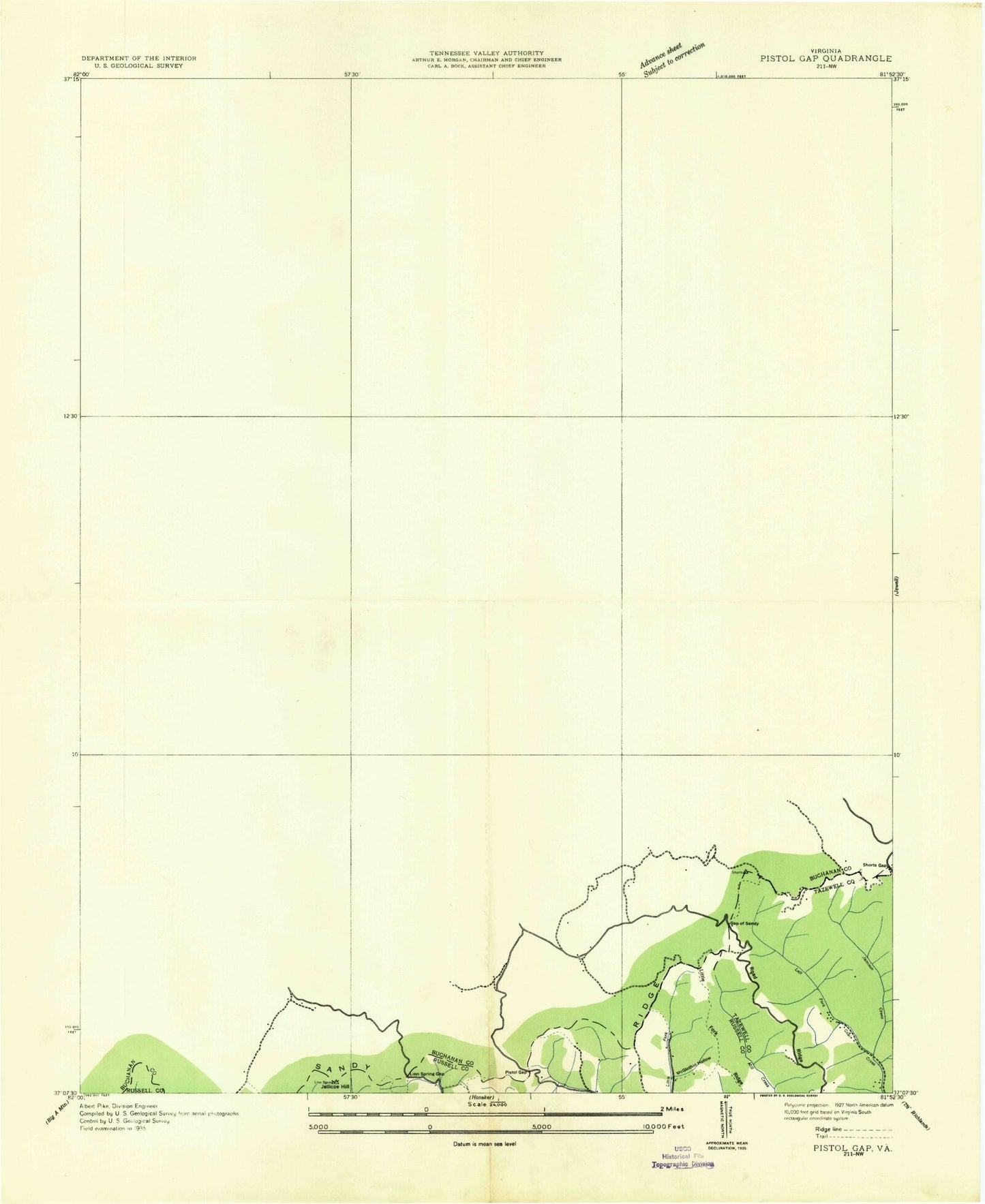 Classic USGS Keen Mountain Virginia 7.5'x7.5' Topo Map Image