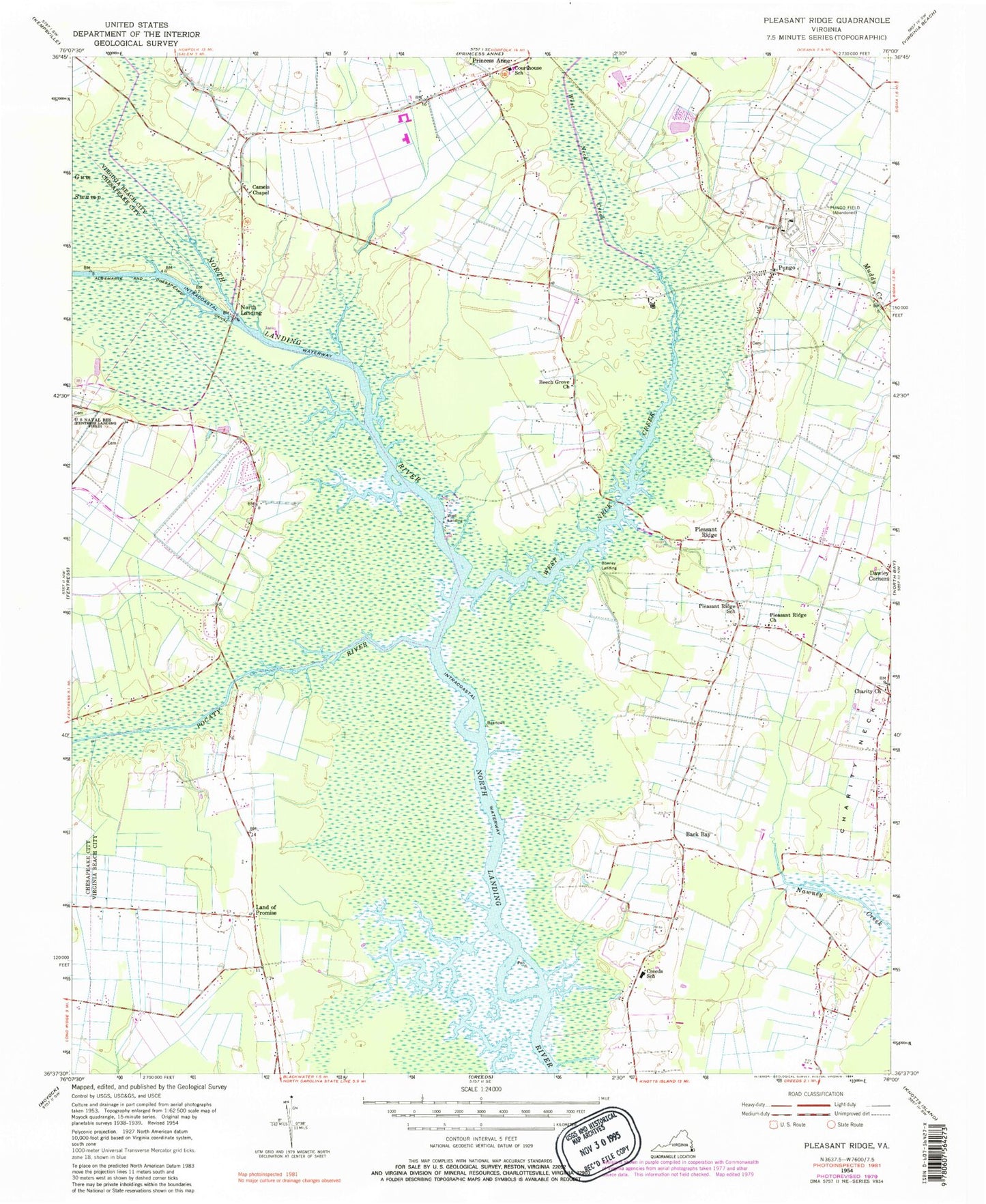 Classic USGS Pleasant Ridge Virginia 7.5'x7.5' Topo Map Image