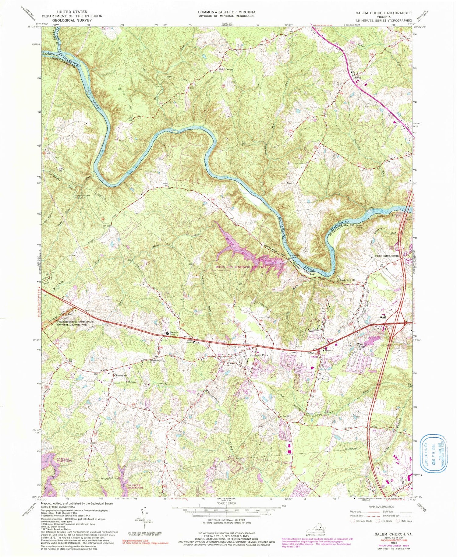Classic USGS Salem Church Virginia 7.5'x7.5' Topo Map Image