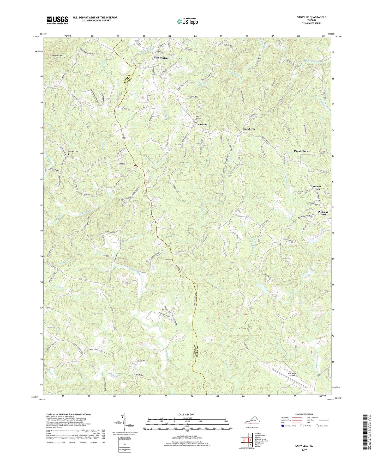 Sanville Virginia US Topo Map Image