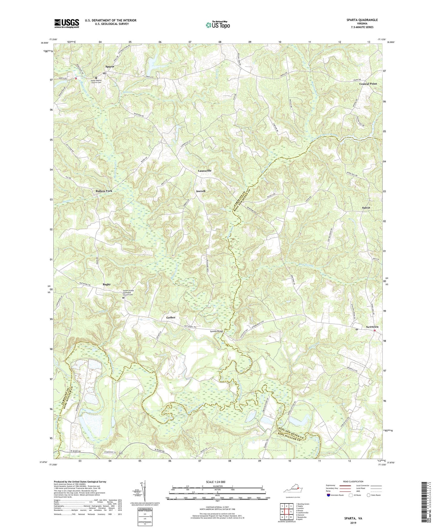 Sparta Virginia US Topo Map Image