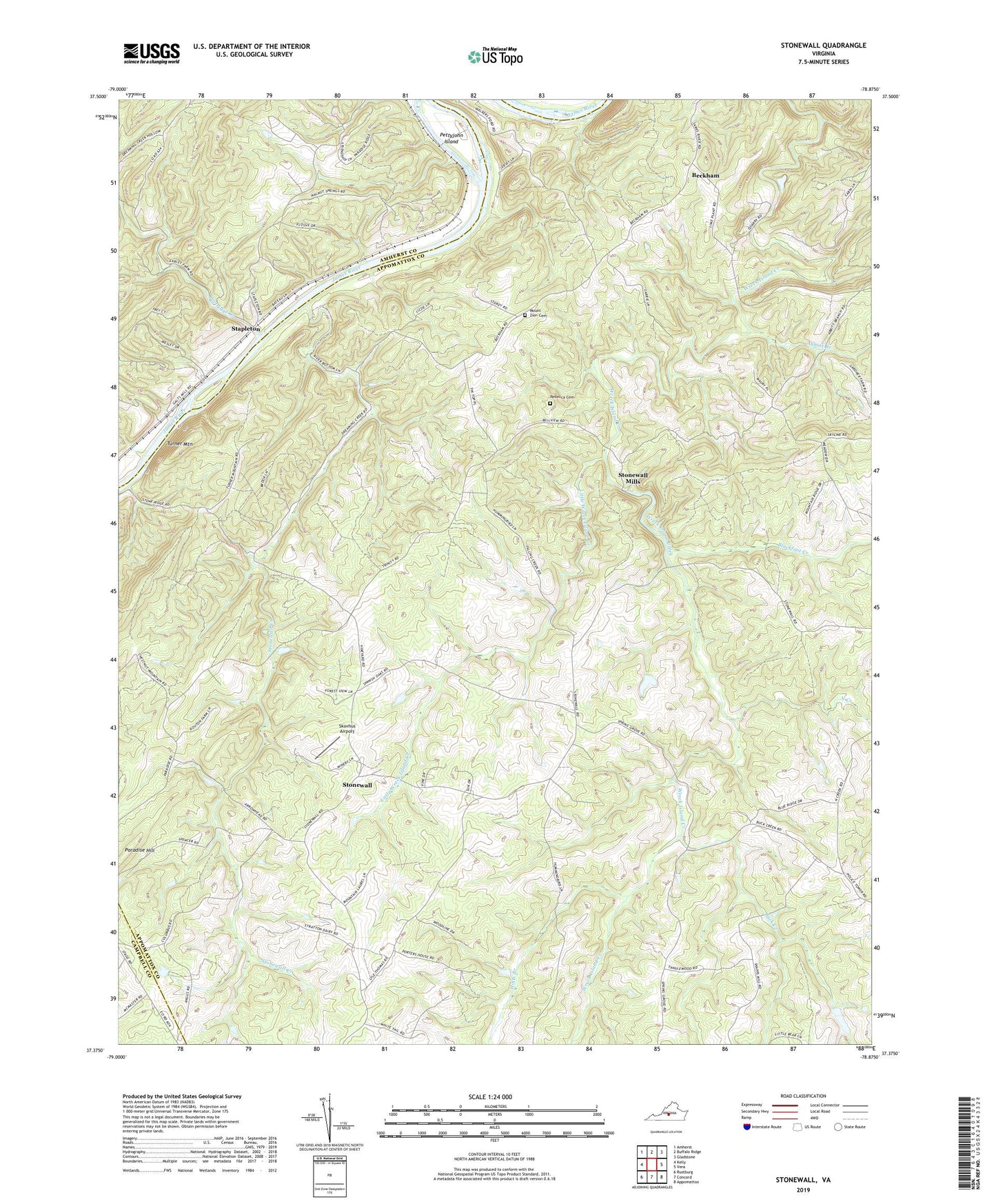 Stonewall Virginia US Topo Map Image
