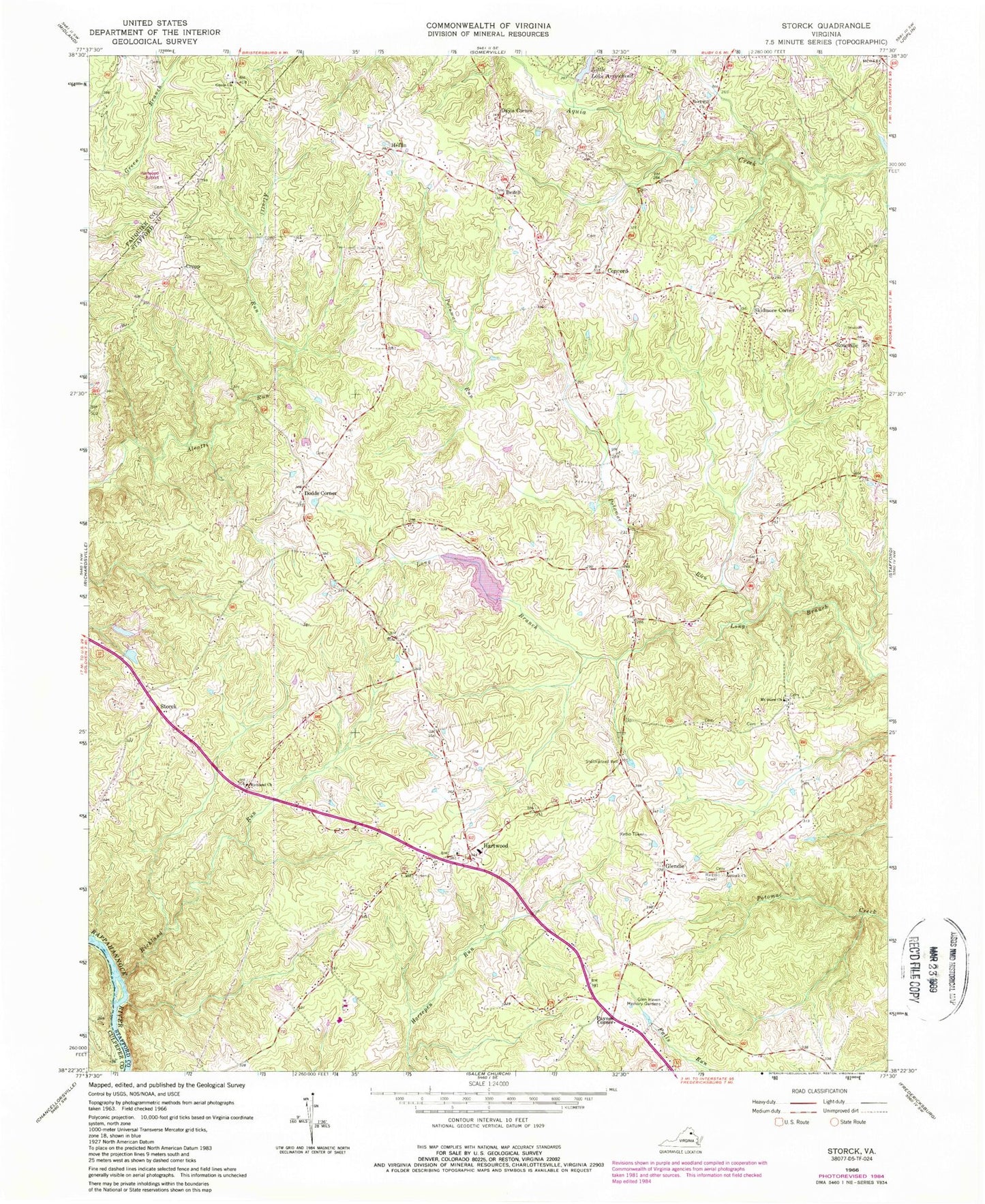 Classic USGS Storck Virginia 7.5'x7.5' Topo Map Image