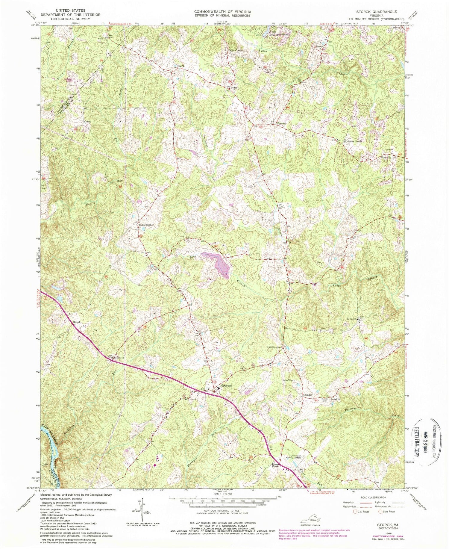 Classic USGS Storck Virginia 7.5'x7.5' Topo Map Image