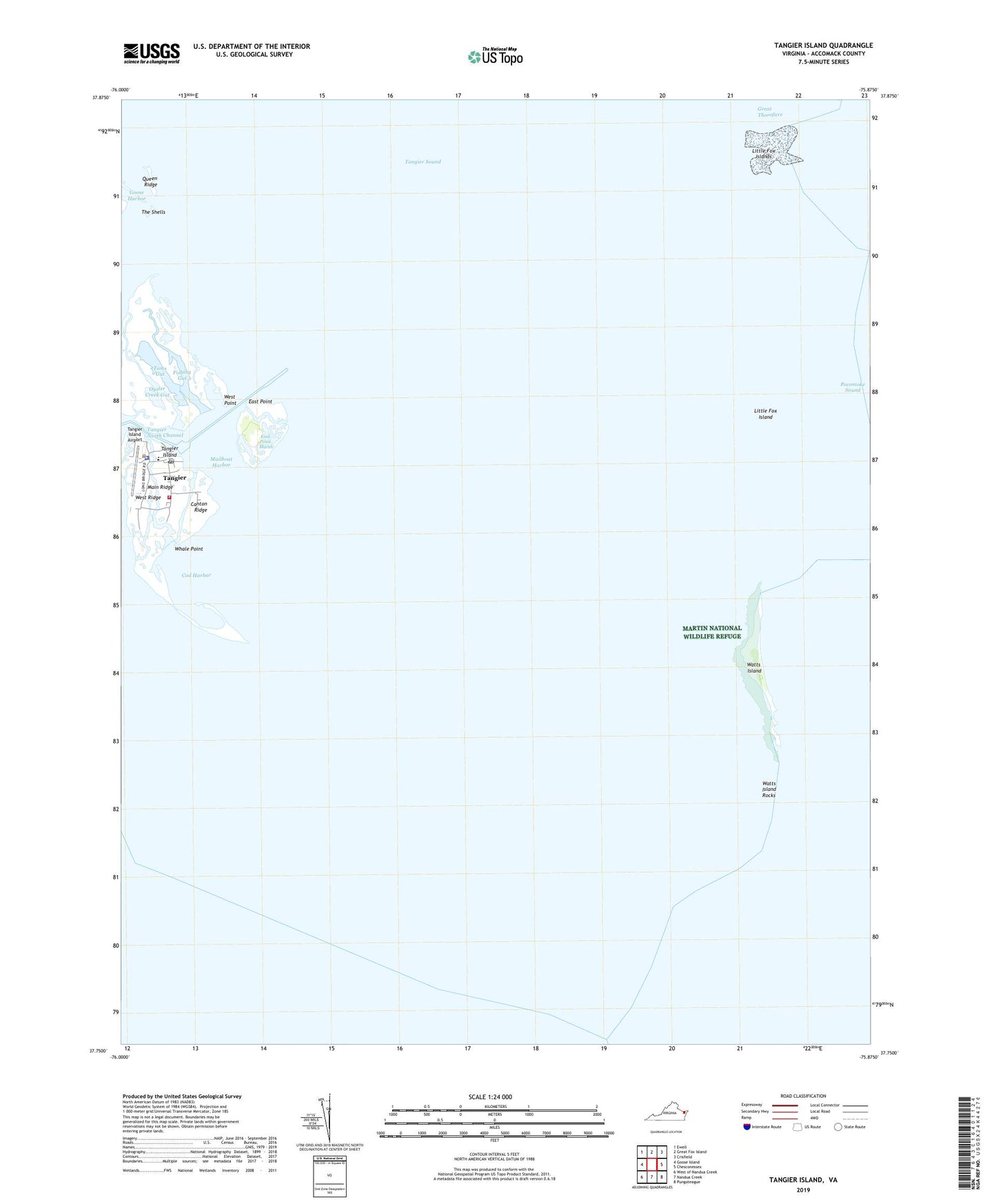 Tangier Island Virginia US Topo Map Image