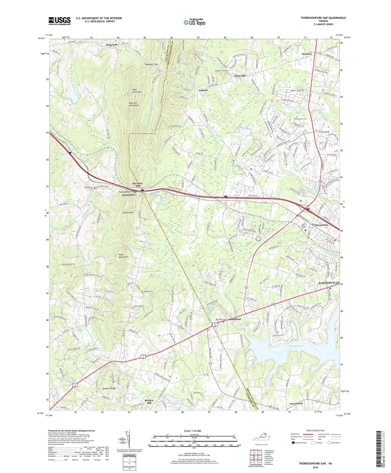 Thoroughfare Gap Virginia US Topo Map Image
