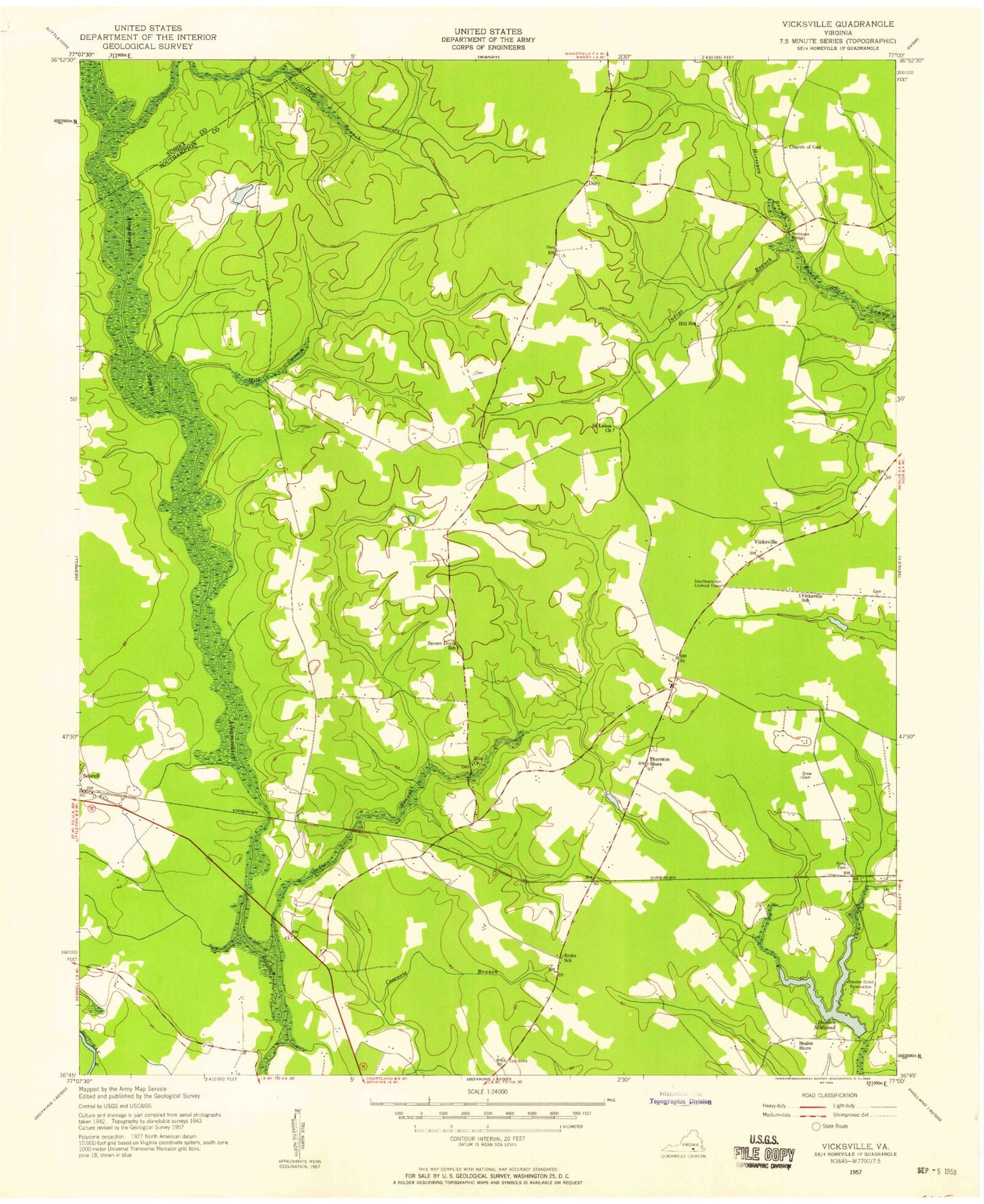 Classic USGS Vicksville Virginia 7.5'x7.5' Topo Map Image