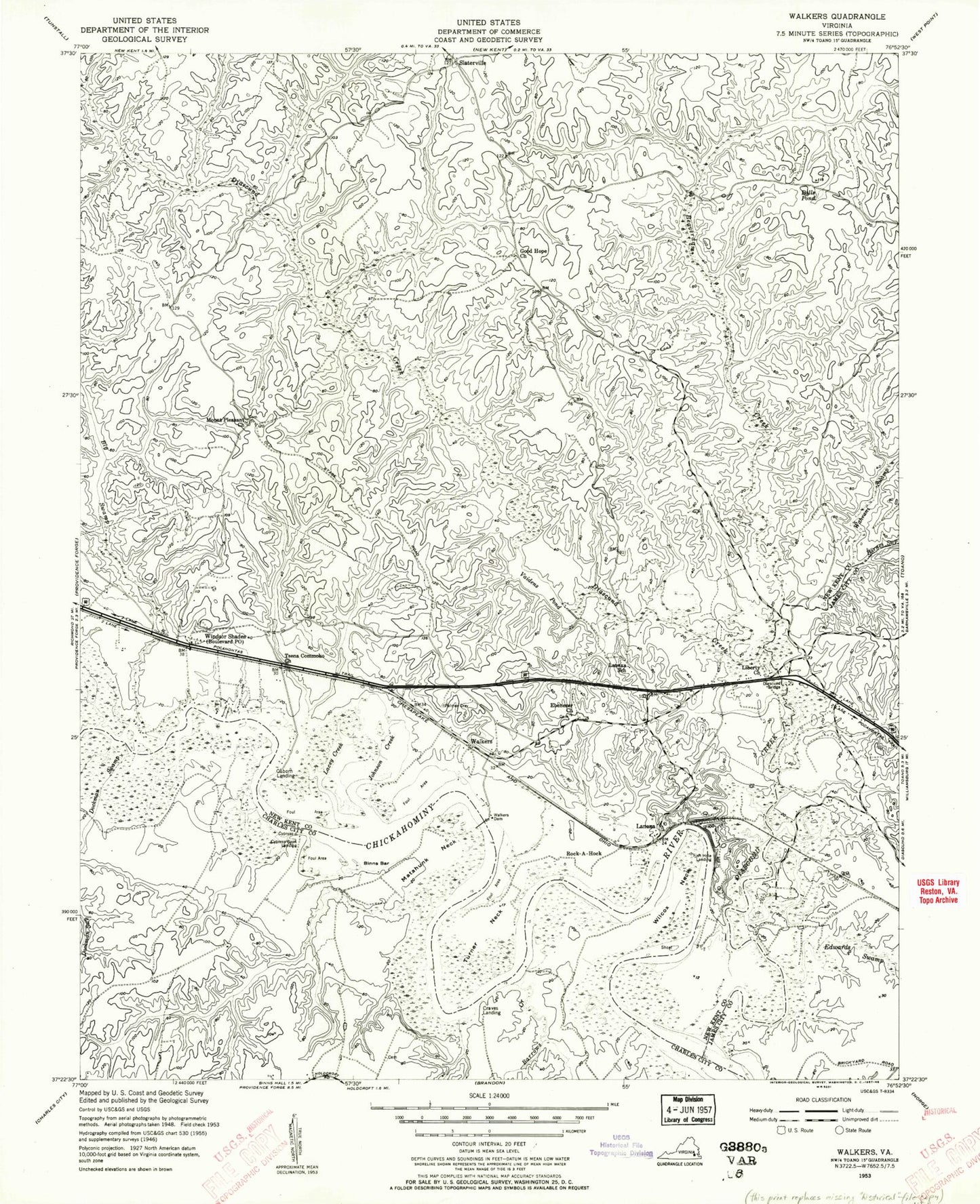 Classic USGS Walkers Virginia 7.5'x7.5' Topo Map Image
