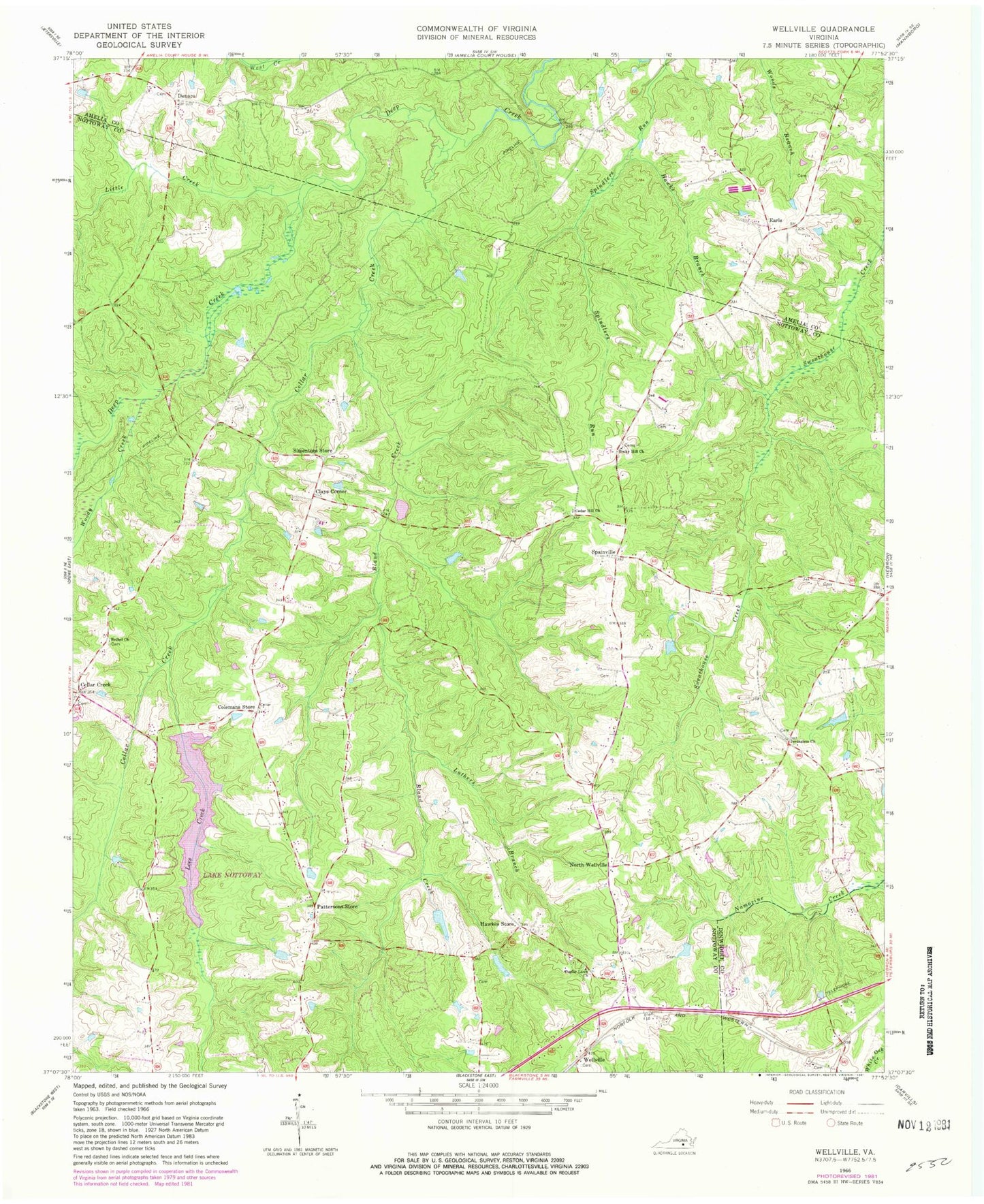 Classic USGS Wellville Virginia 7.5'x7.5' Topo Map Image
