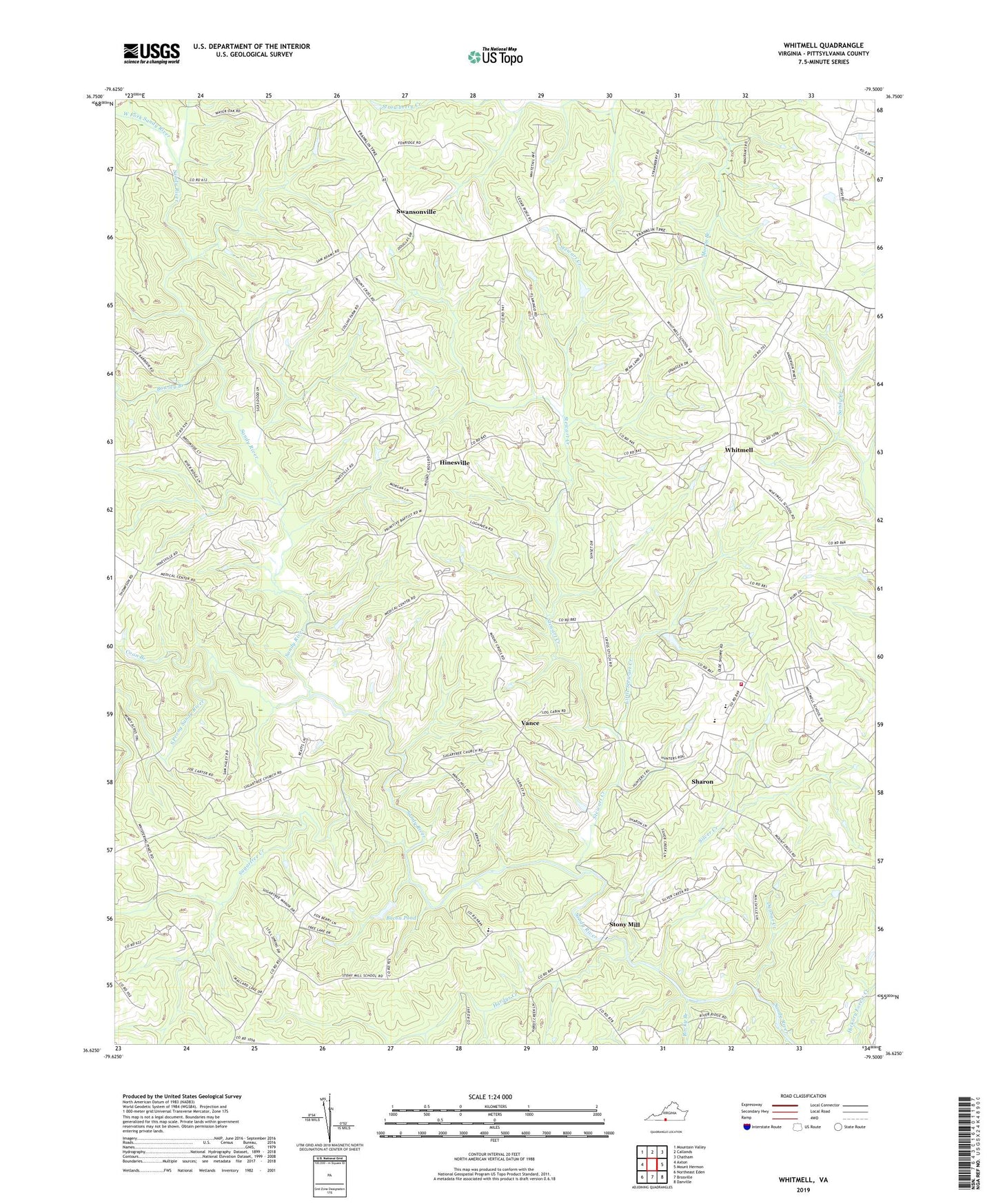 Whitmell Virginia US Topo Map Image