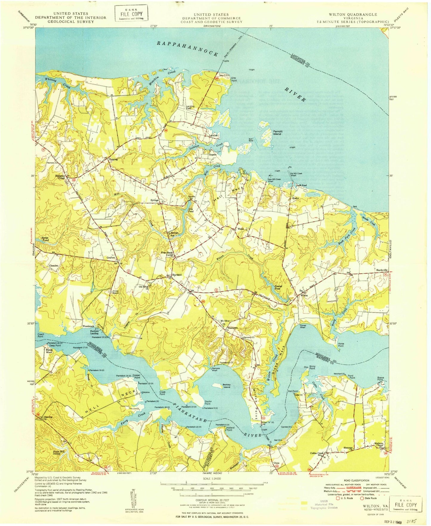 Classic USGS Wilton Virginia 7.5'x7.5' Topo Map Image