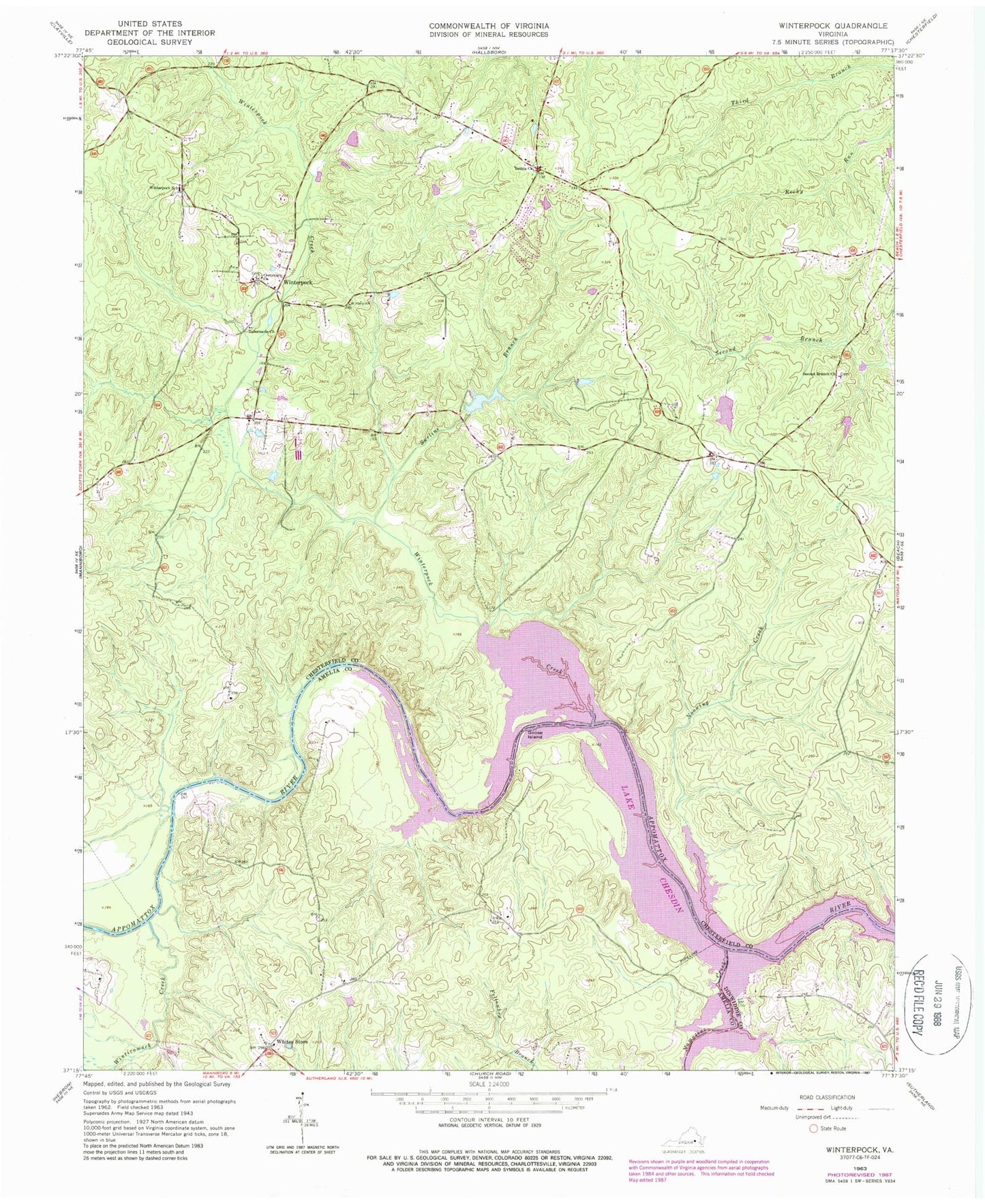 Classic USGS Winterpock Virginia 7.5'x7.5' Topo Map Image