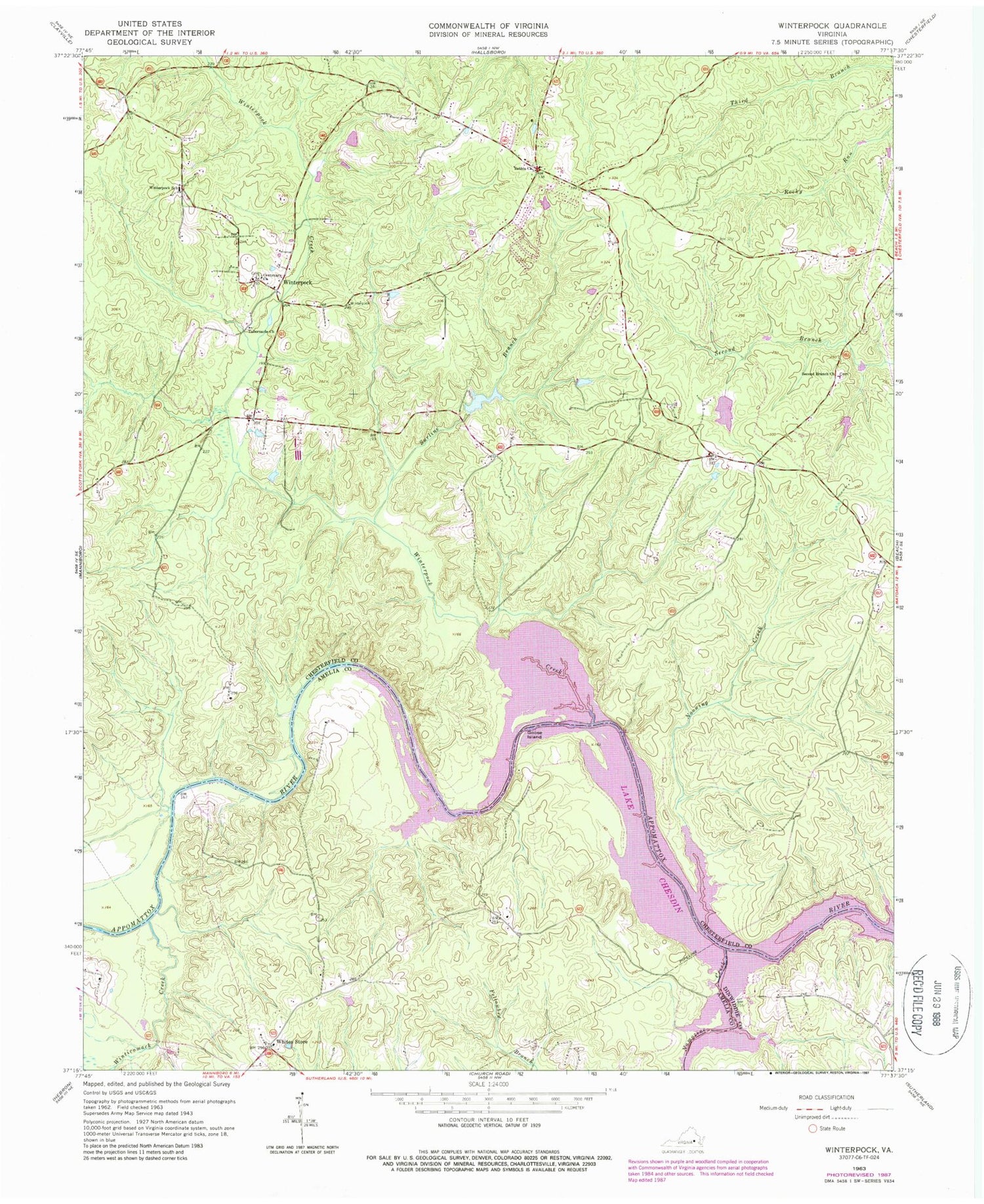 Classic USGS Winterpock Virginia 7.5'x7.5' Topo Map Image