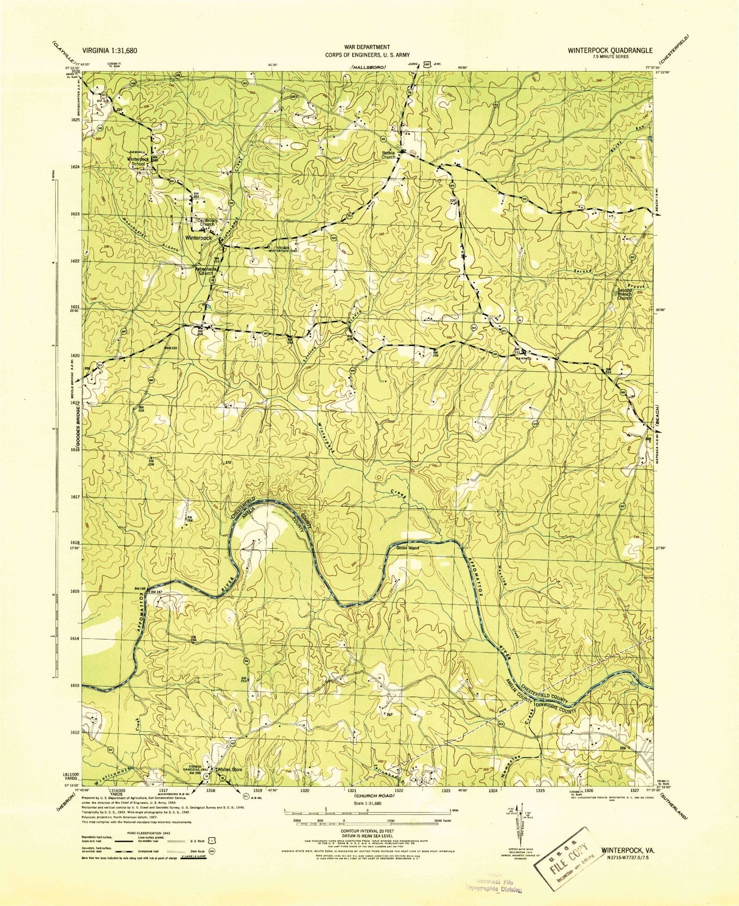 Classic USGS Winterpock Virginia 7.5'x7.5' Topo Map Image