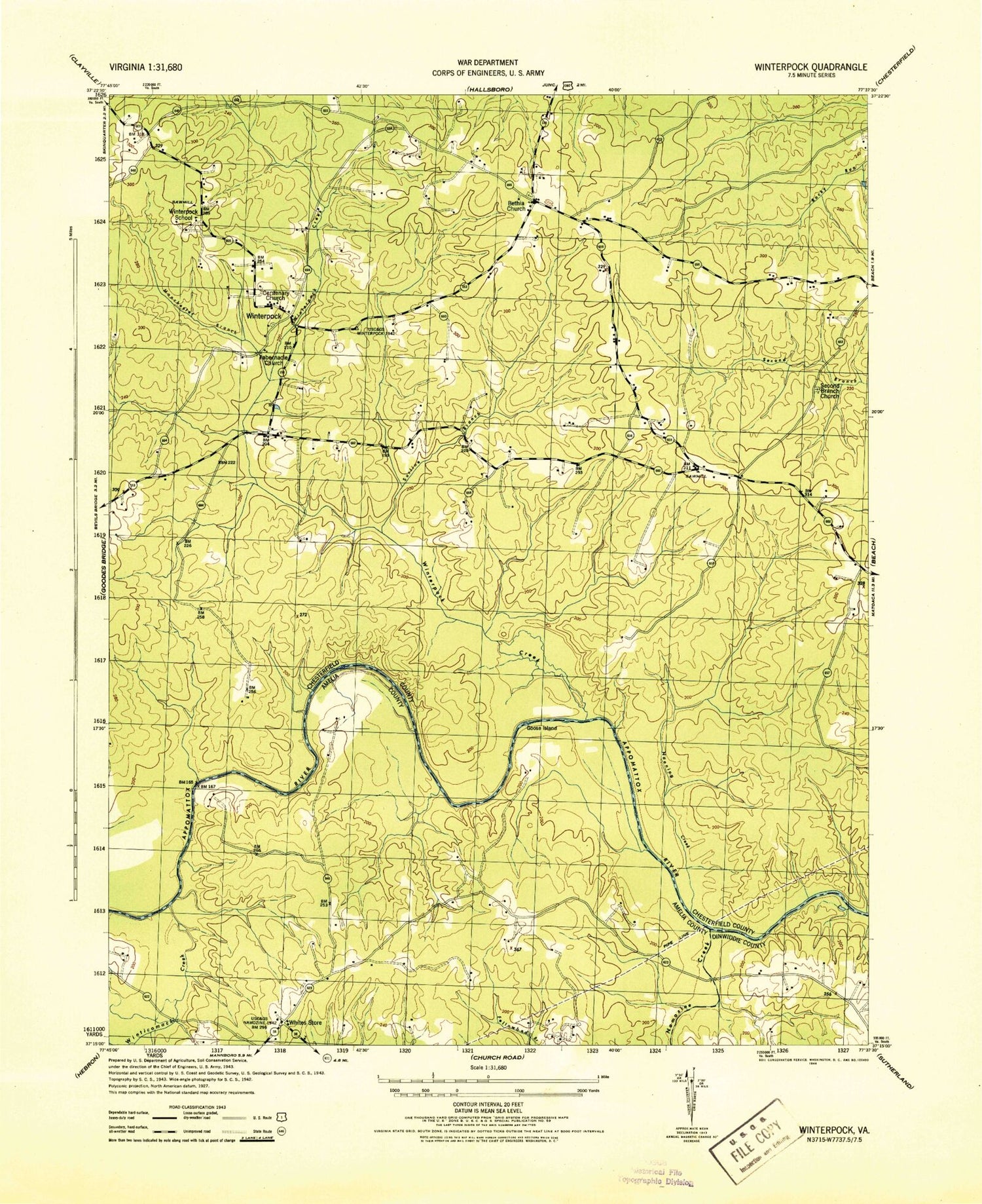 Classic USGS Winterpock Virginia 7.5'x7.5' Topo Map Image