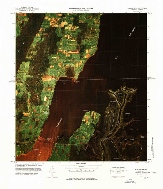 Classic USGS Alburg Springs Station Vermont 7.5'x7.5' Topo Map Image