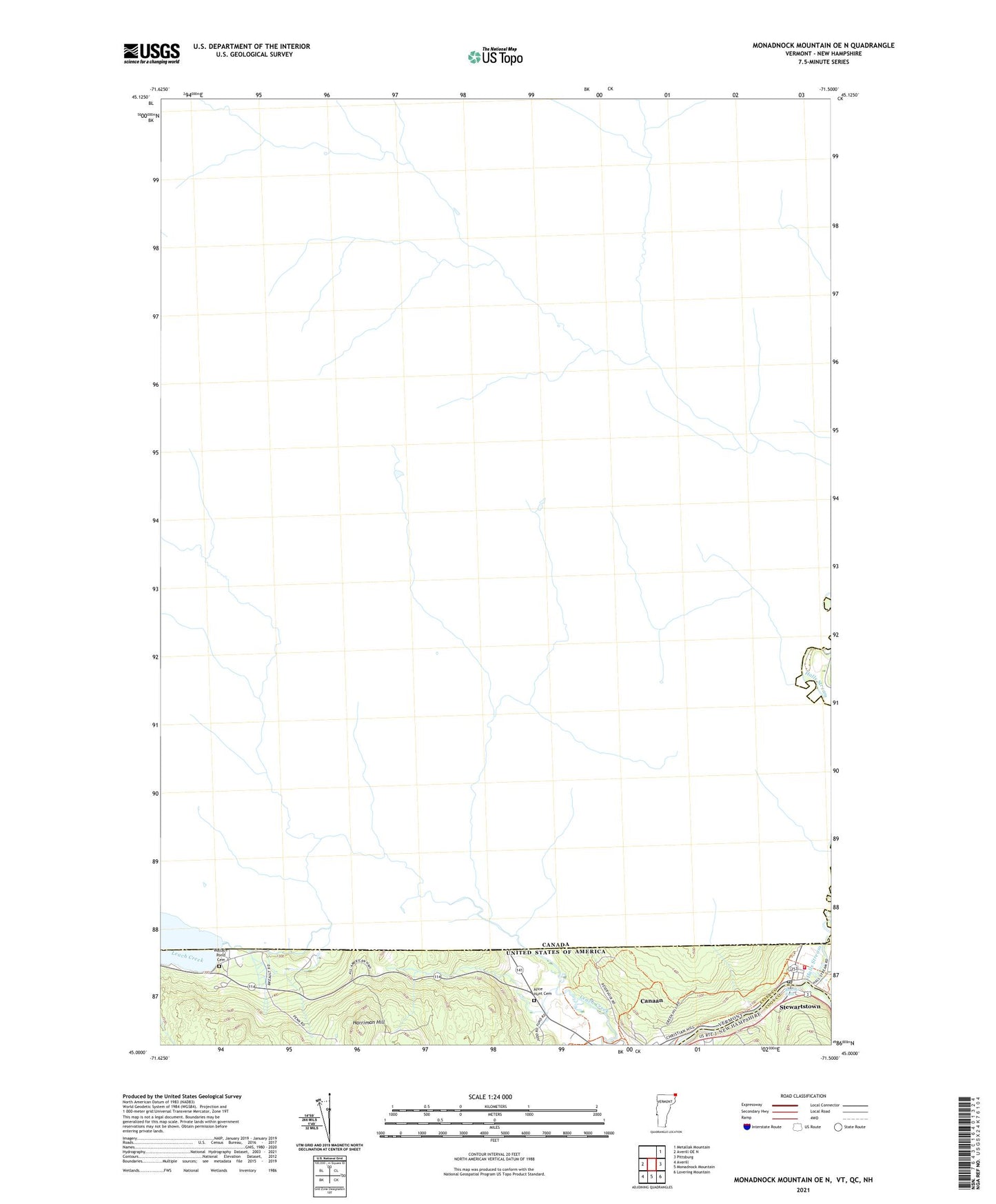 Monadnock Mountain OE N Vermont US Topo Map Image