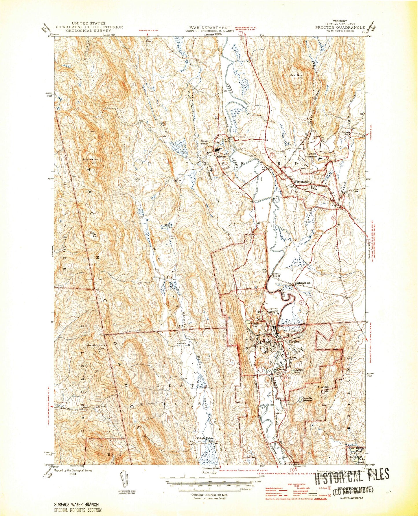 Classic USGS Proctor Vermont 7.5'x7.5' Topo Map Image