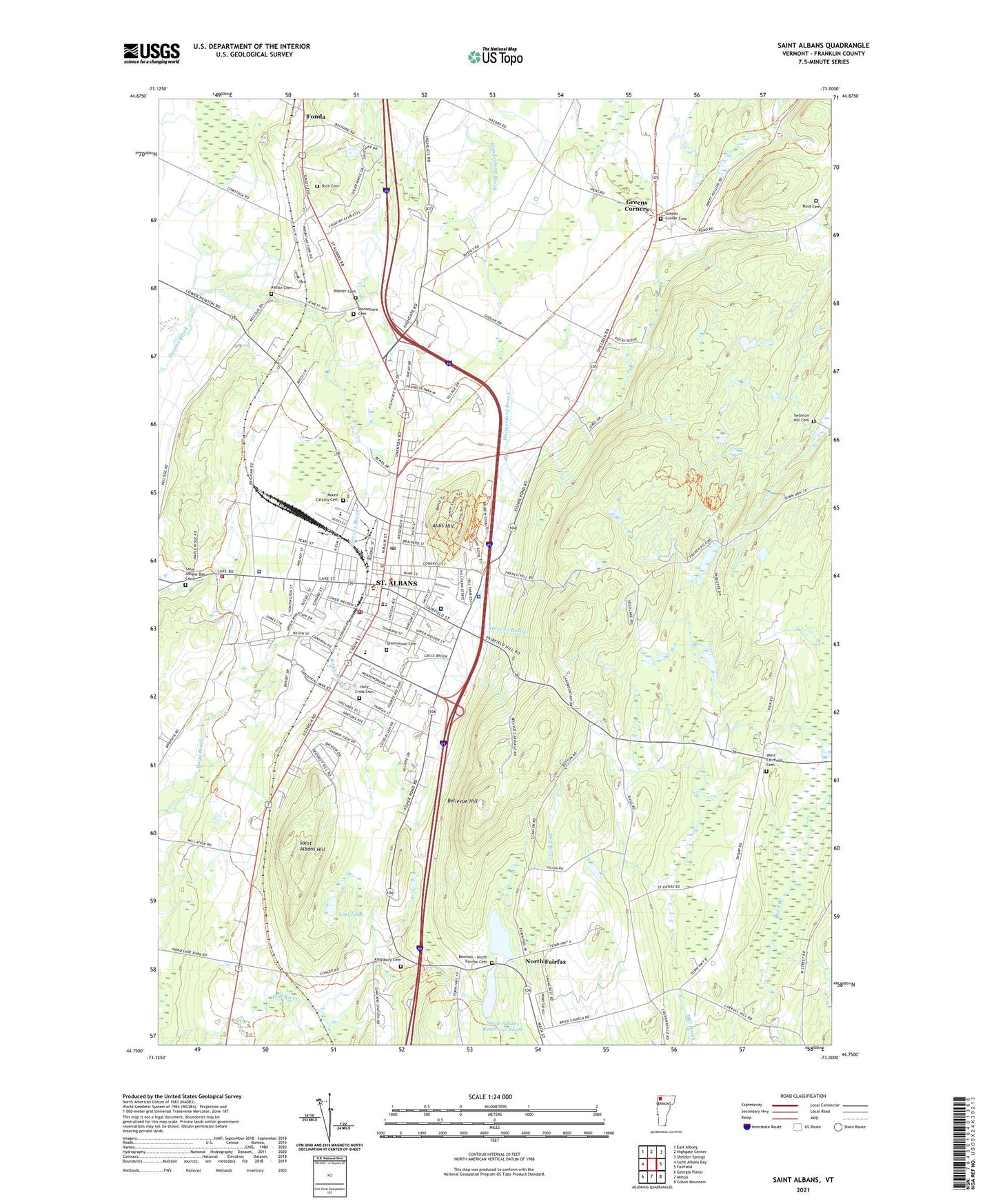 Saint Albans Vermont US Topo Map Image