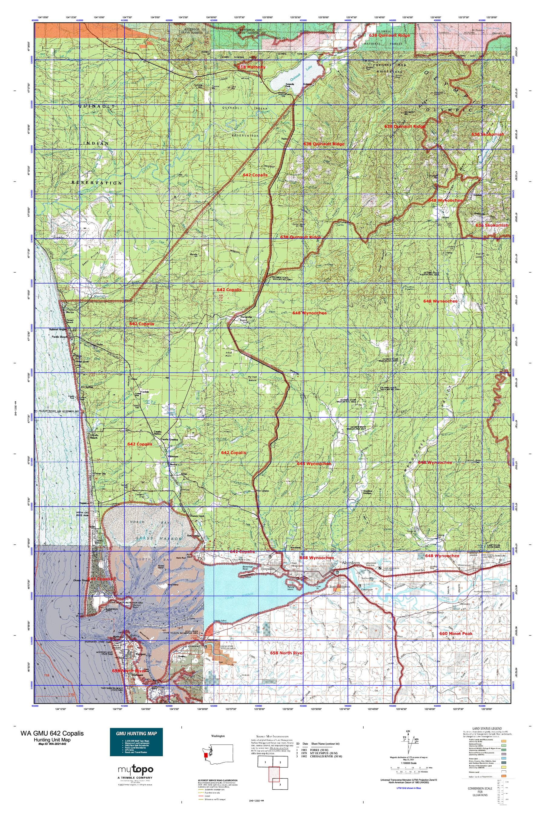 Washington GMU 642 Copalis Map – MyTopo Map Store