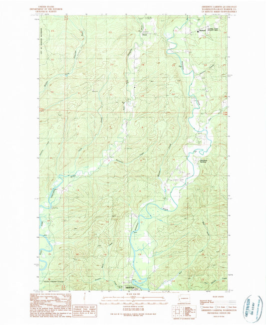 Classic USGS Aberdeen Gardens Washington 7.5'x7.5' Topo Map Image