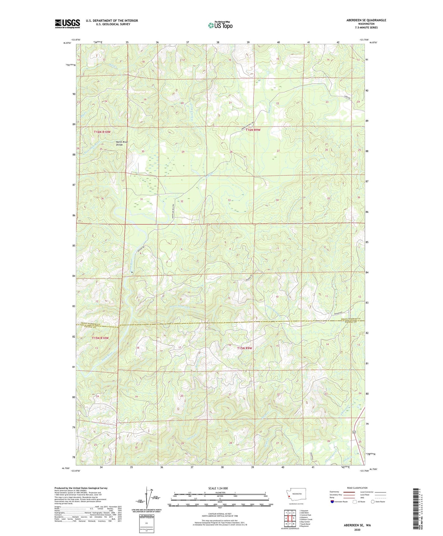 Aberdeen SE Washington US Topo Map Image