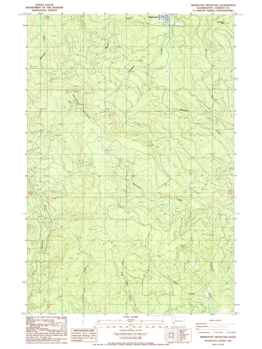 Classic USGS Abernathy Mountain Washington 7.5'x7.5' Topo Map Image